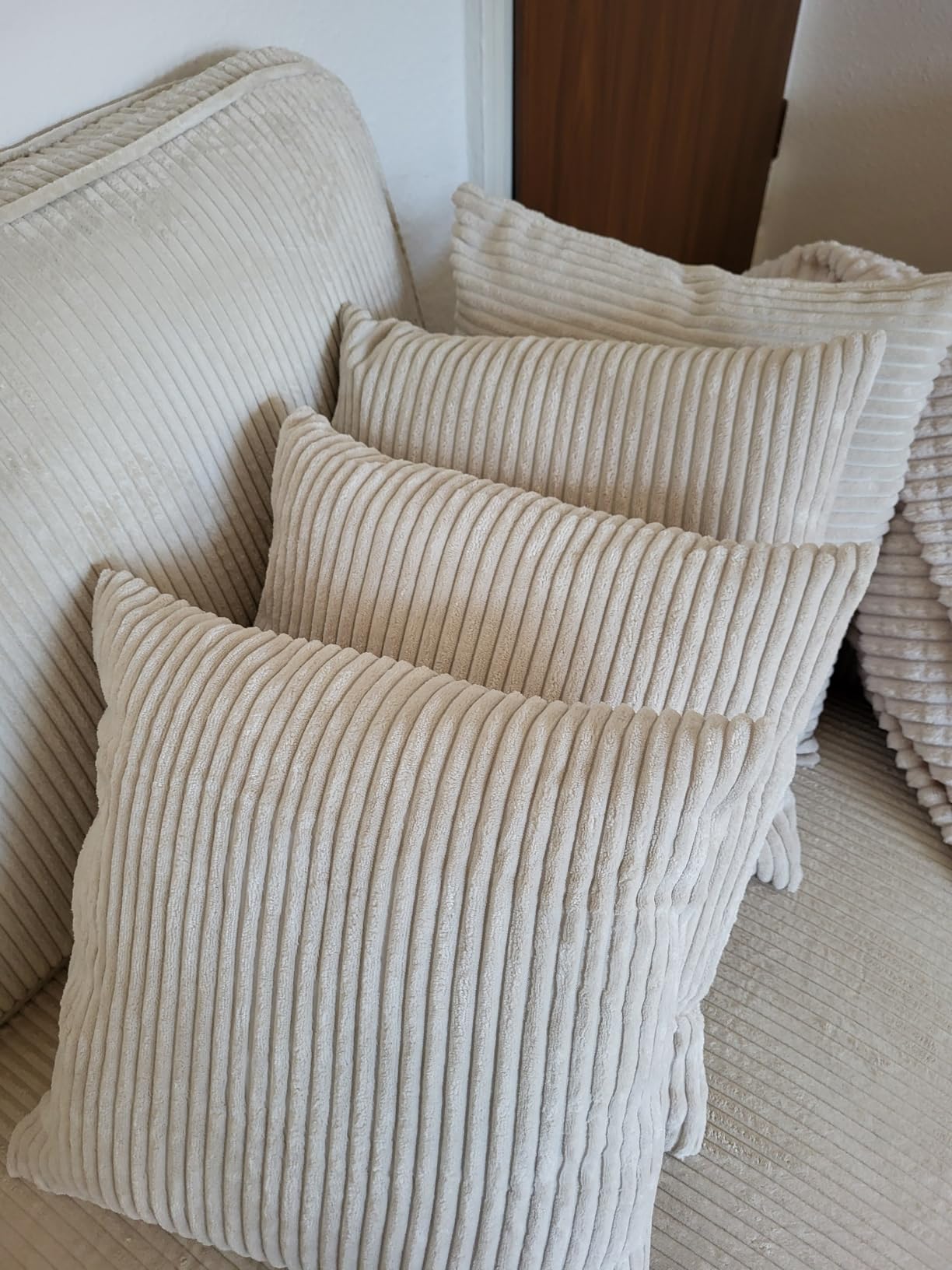 Topfinel Kissenbezüge Kordsamt Creme 40x40 cm 2er Set