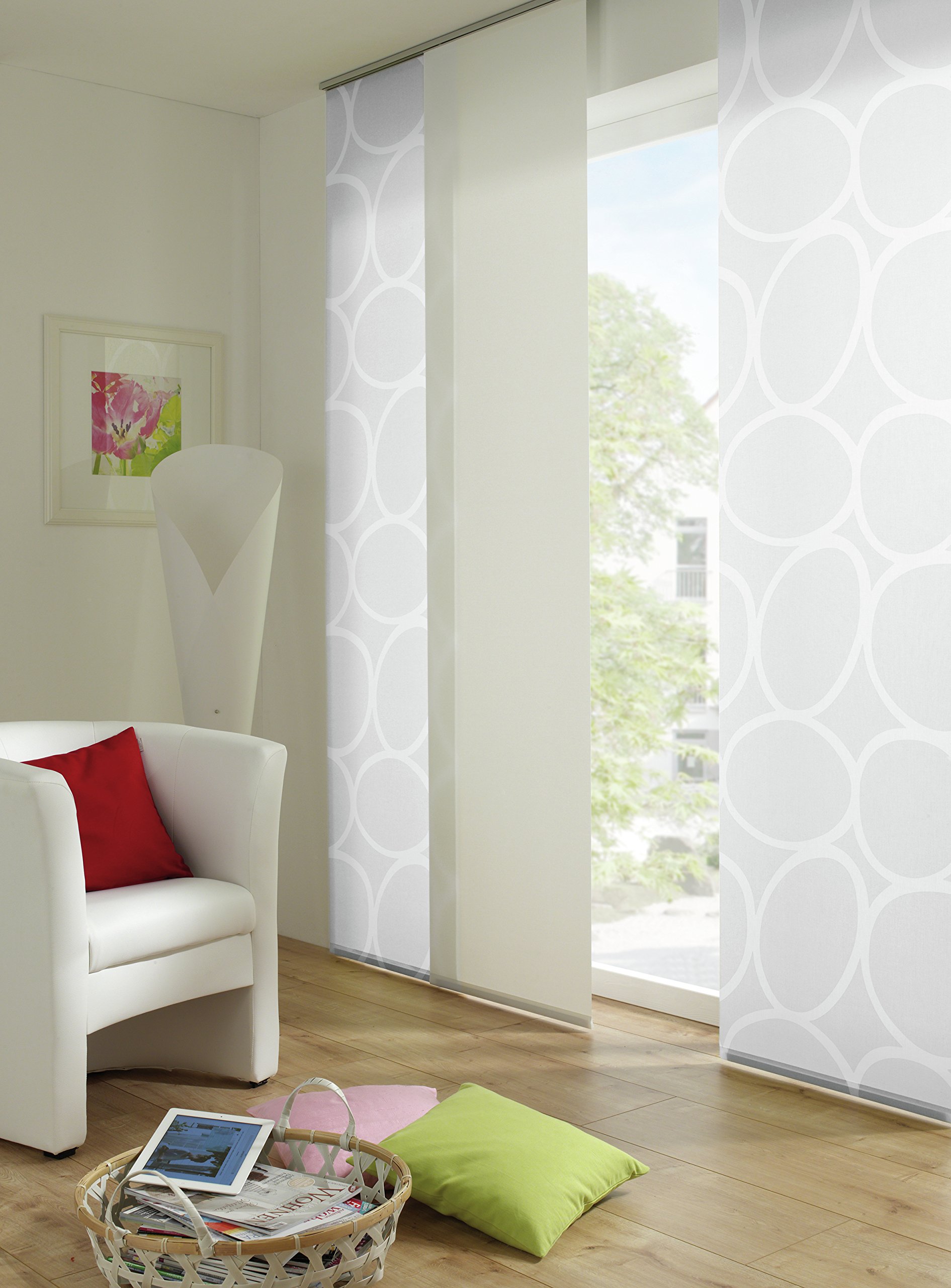 Gardinia Solid Flächenvorhang 60x245 cm Weiß Steine Lichtdurchlässig
