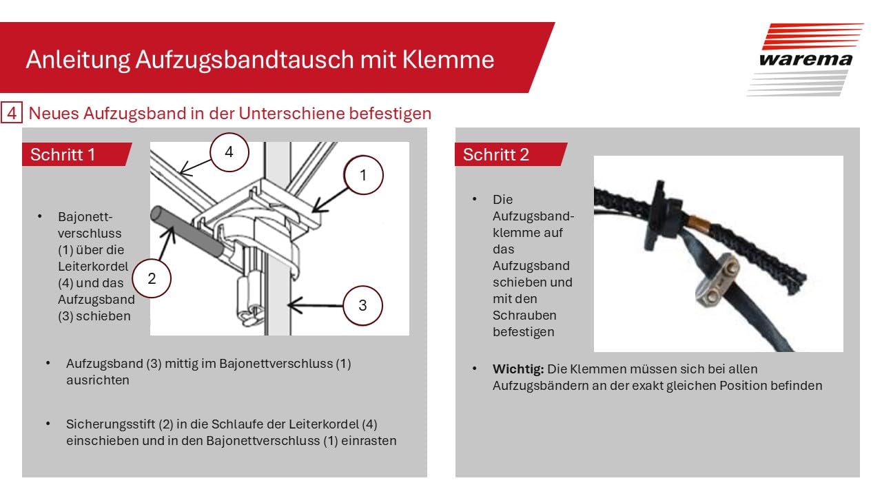 Warema Terrea Aufzugsbandklemmen Metall 10 Stück Jalousie
