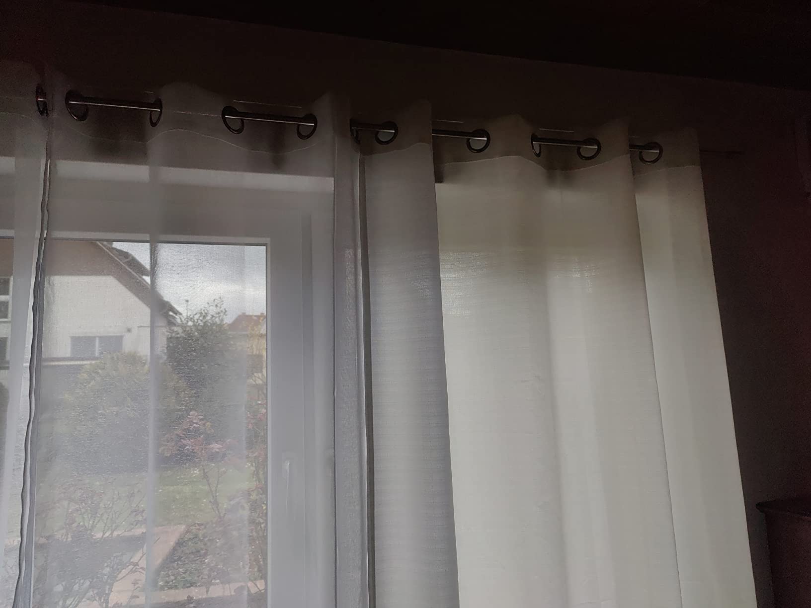 Topfinel Ösenvorhang 145x140 cm weiß 2er Set halbtransparent