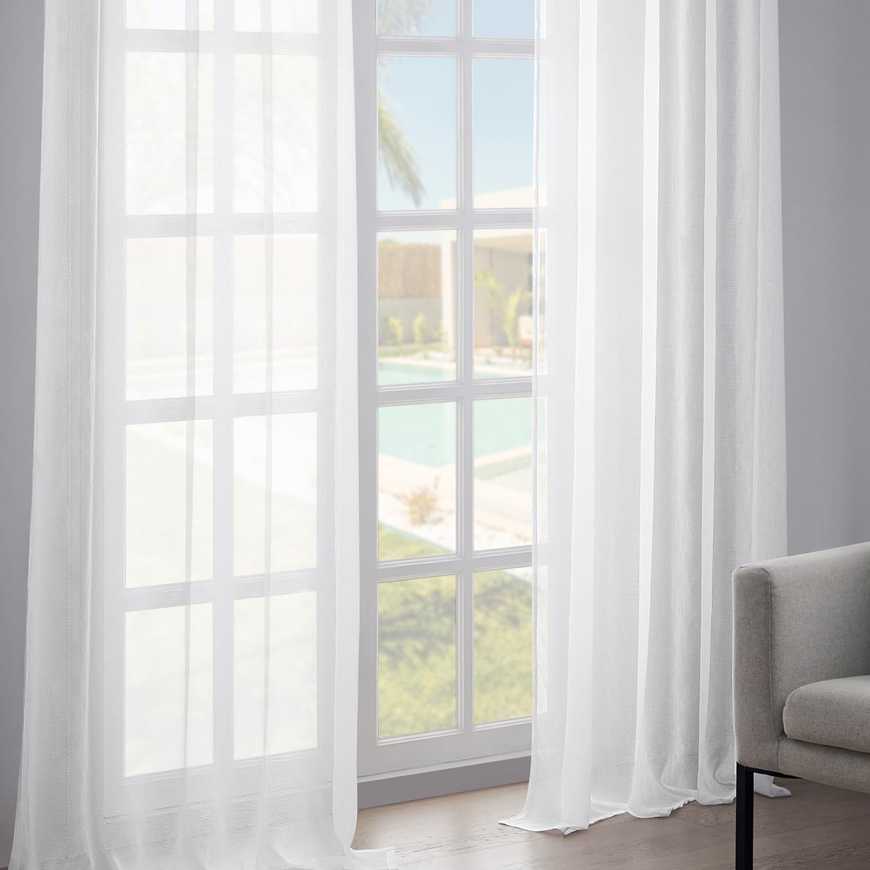 Topfinel Voile Vorhang Weiß 140x235 cm 2er Set Halbtransparent