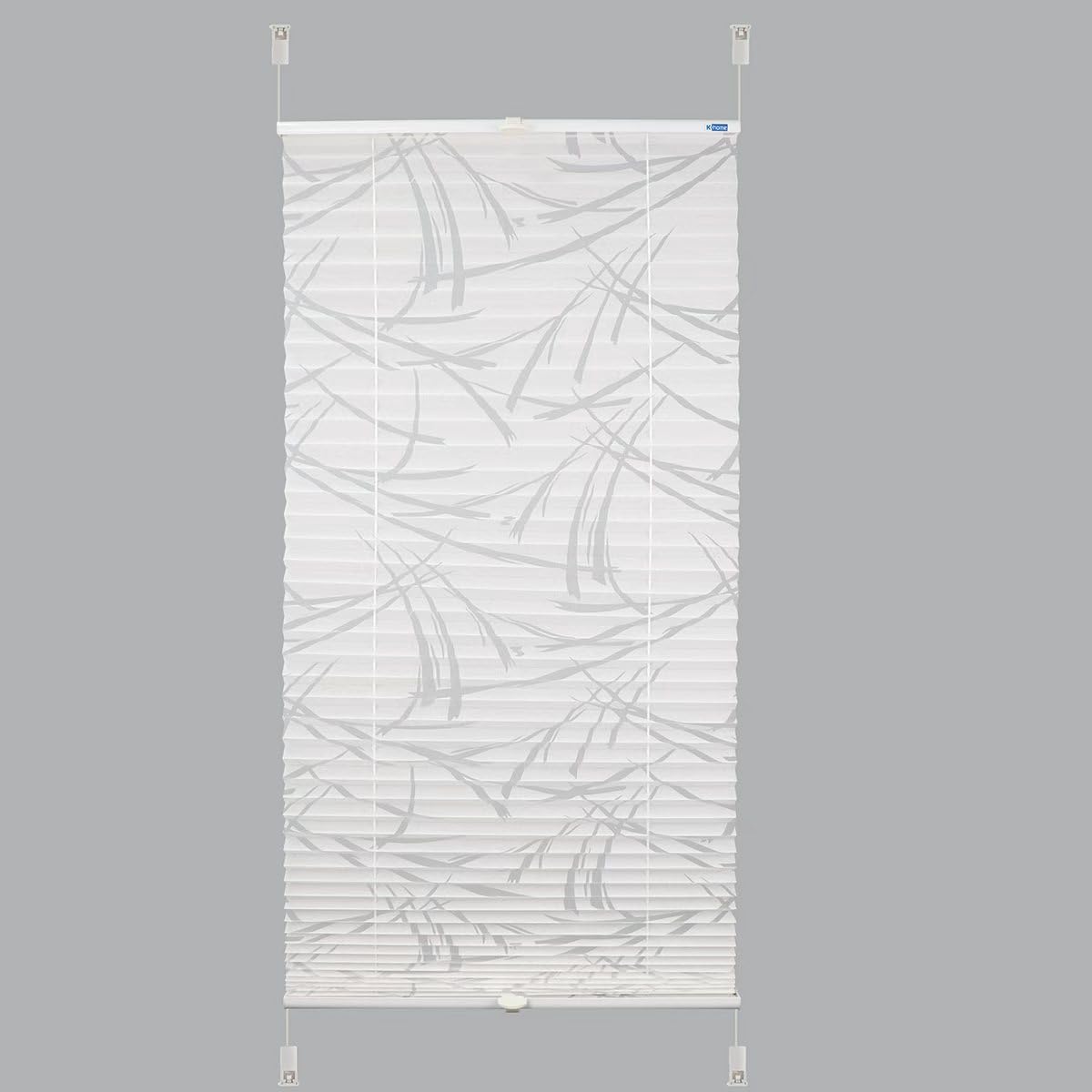 K-Home Plissee Klemmfix 65x210 cm Weiß Streifen Ausbrenner