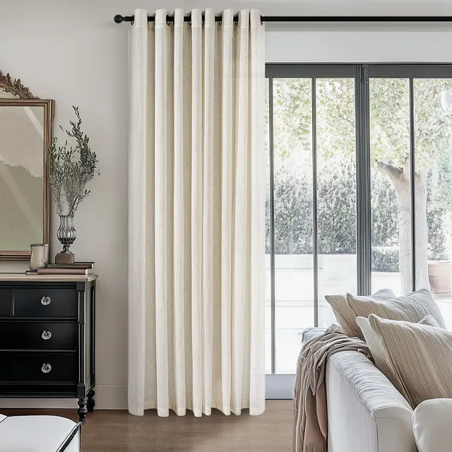 Topfinel Leinen Vorhänge 140x240 Beige 2er Set halbtransparent
