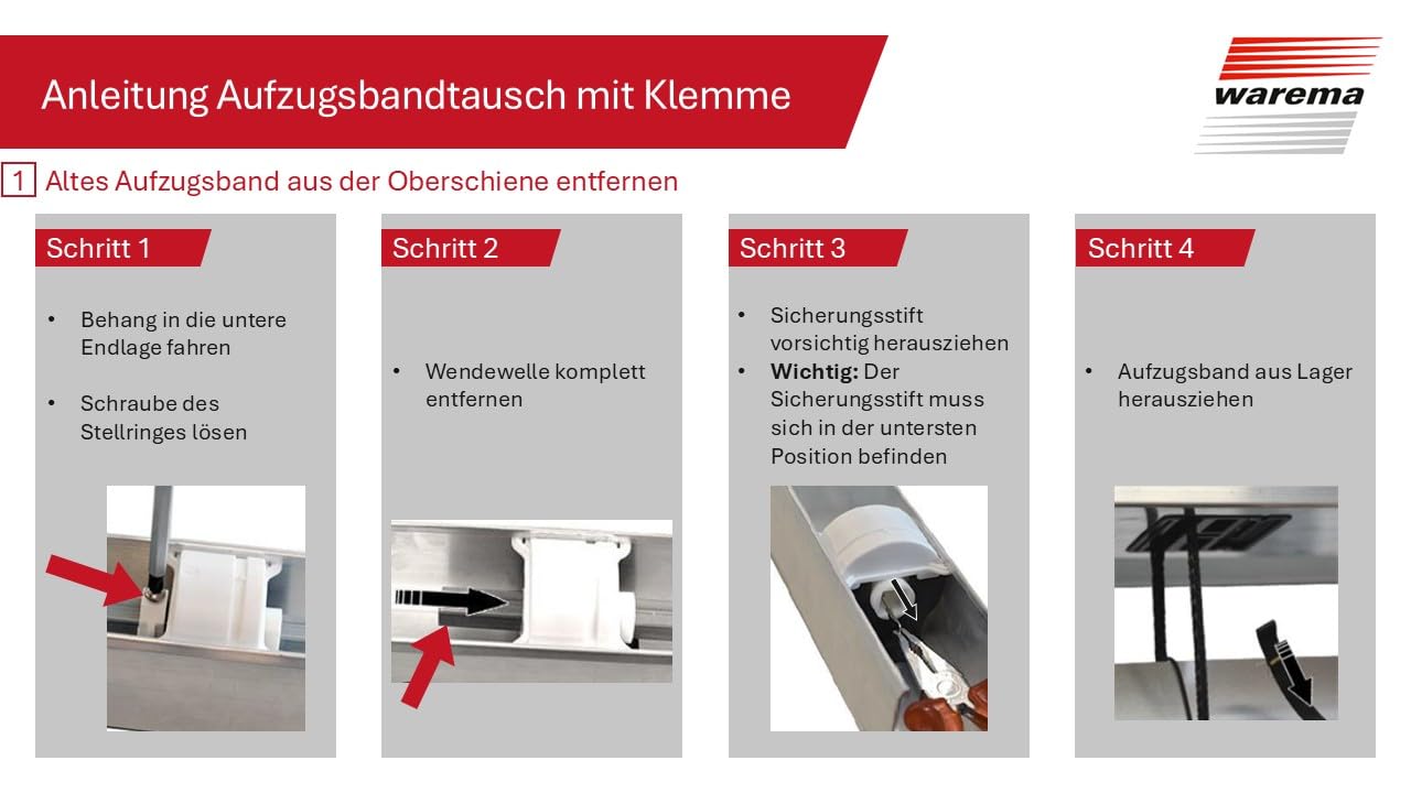 Warema Terrea Aufzugsbandklemmen Metall 10 Stück Jalousie