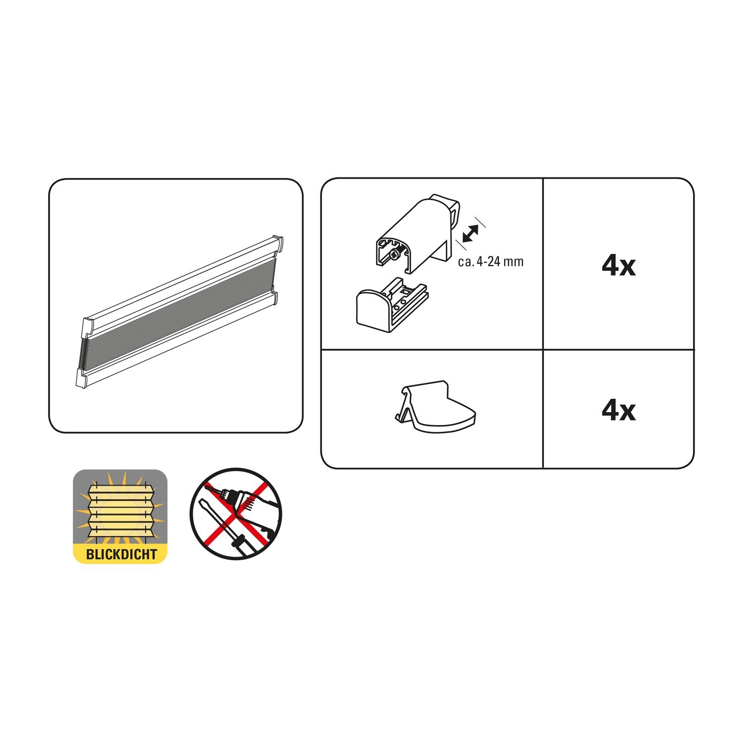 Gardinia EASYFIX Katy Wave Plissee 80x130 cm Weiß blickdicht