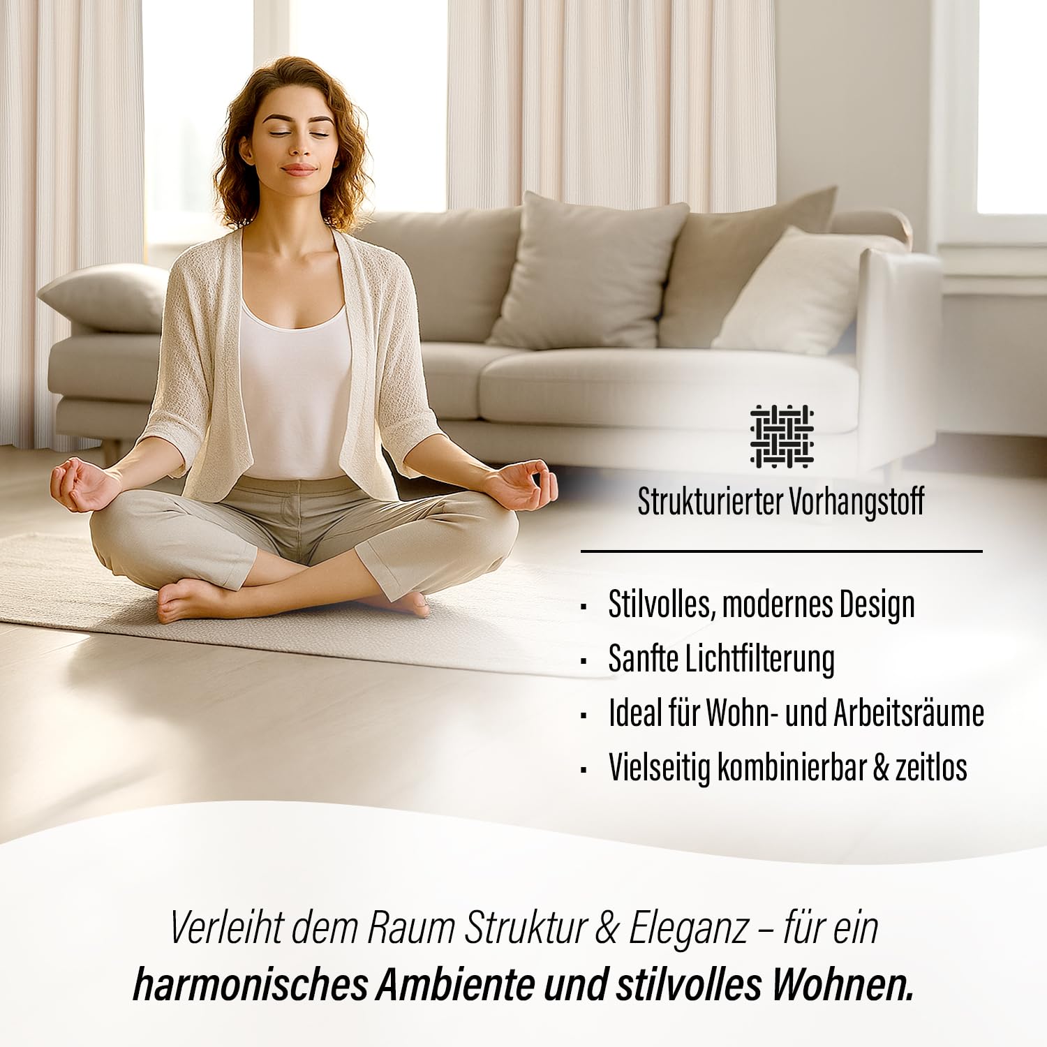 Homing Sven Cord-Vorhang beige 140x245 cm blickdicht