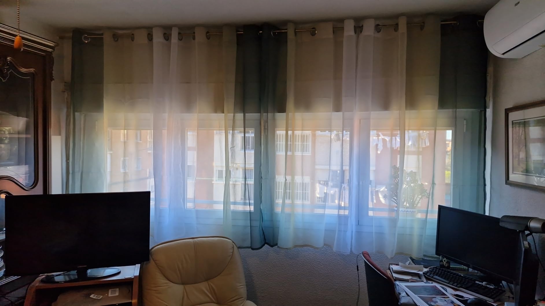 Topfinel Vorhang Farbverlauf Grün 140x160 cm 2er-Set Ösen