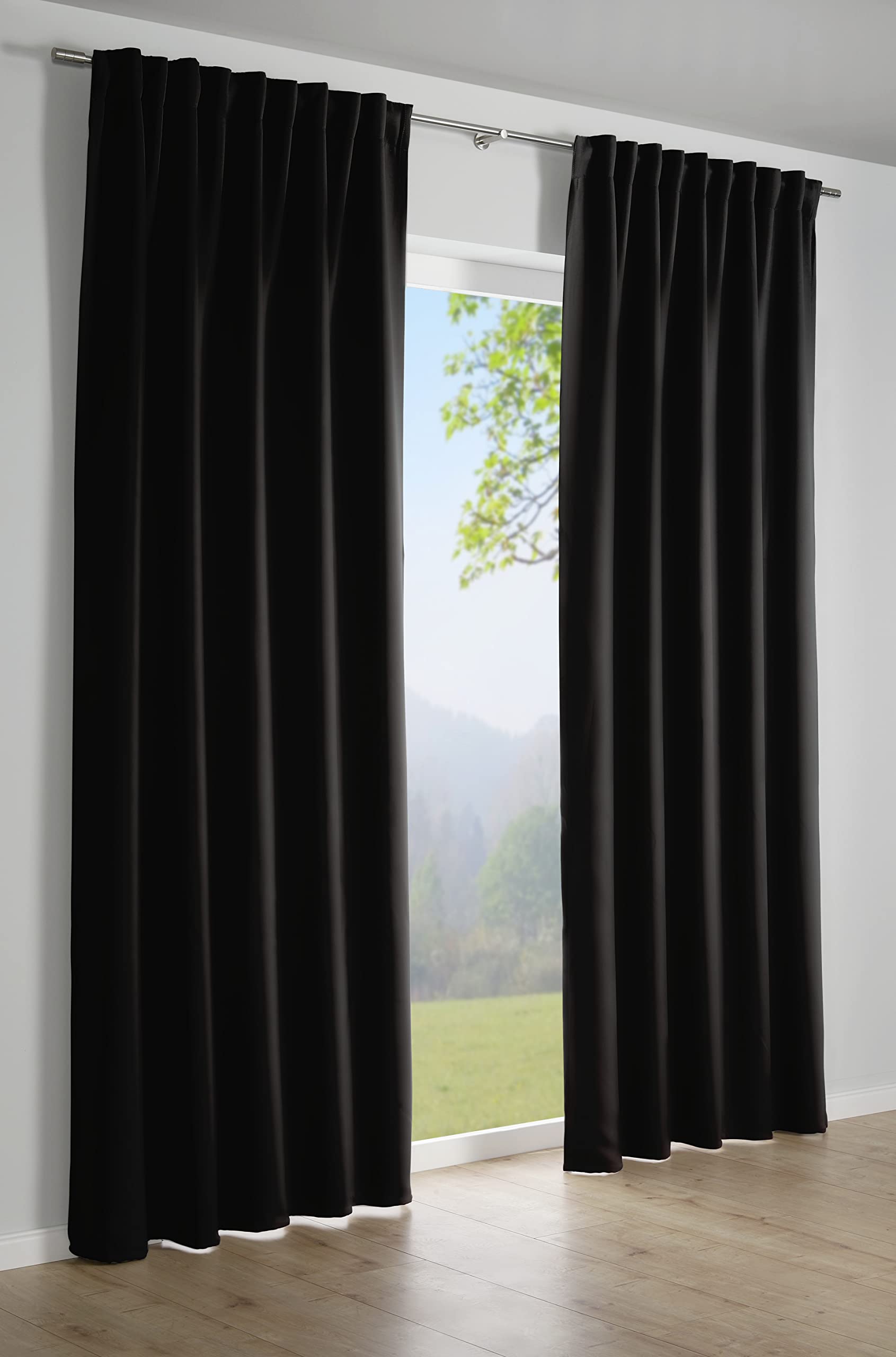 GARDINIA Country Dimout Vorhang Schwarz 140x245 blickdicht