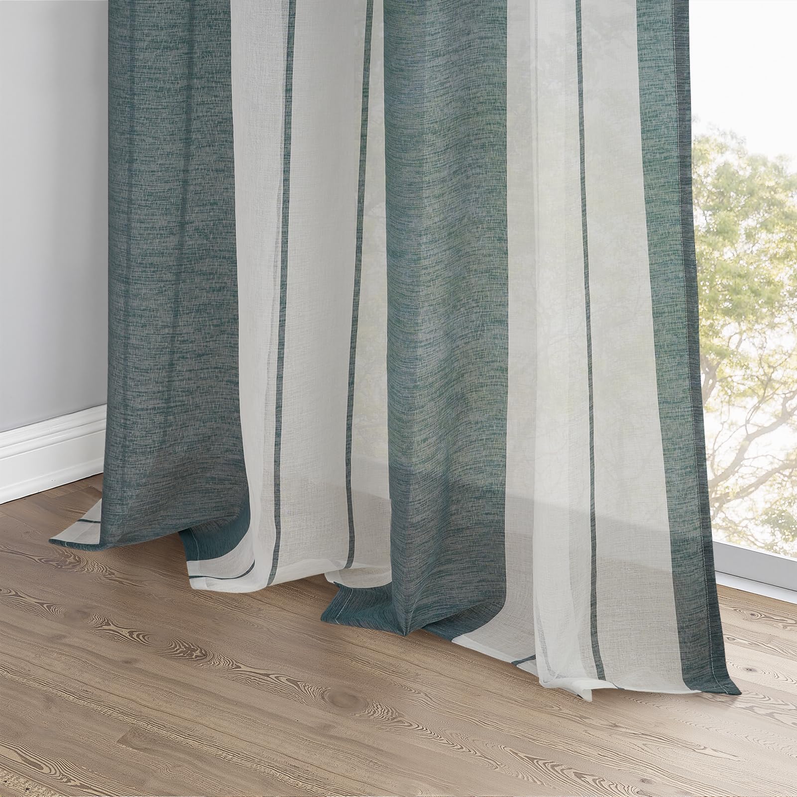 Topfinel Gardinen Vorhänge Ösen Grün 140x240 cm 2er Set