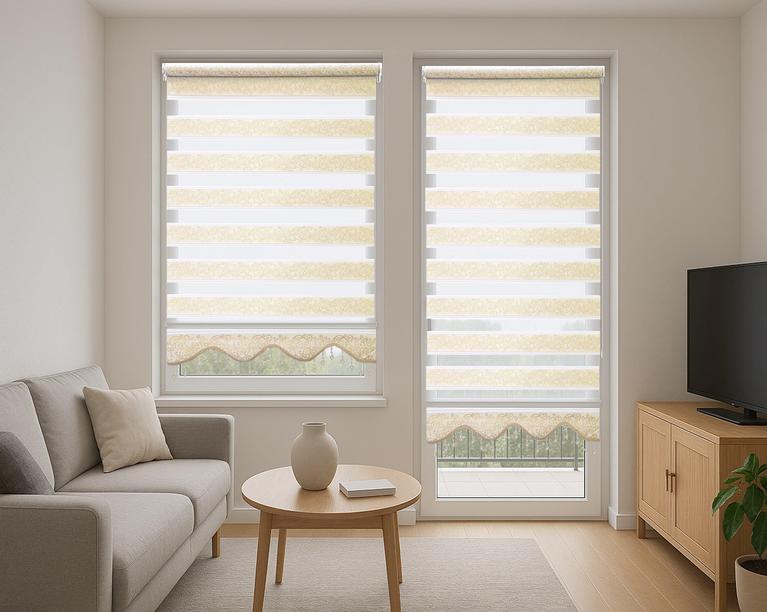 Brillant Doppelrollo Klemmfix 90x200 Gold-Beige blickdicht