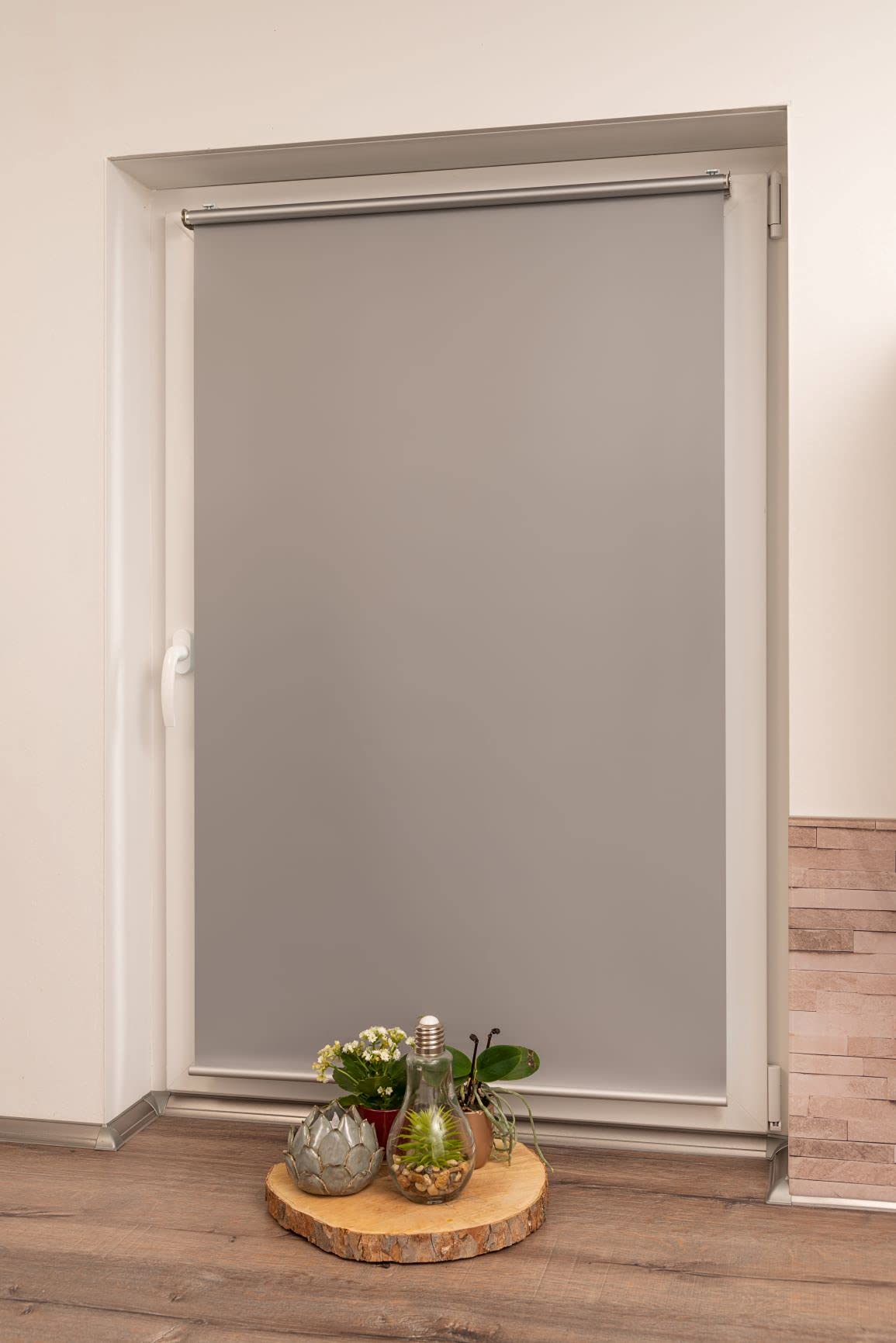 K-Home Springrollo Mittelzugrollo Grau 35x150 cm