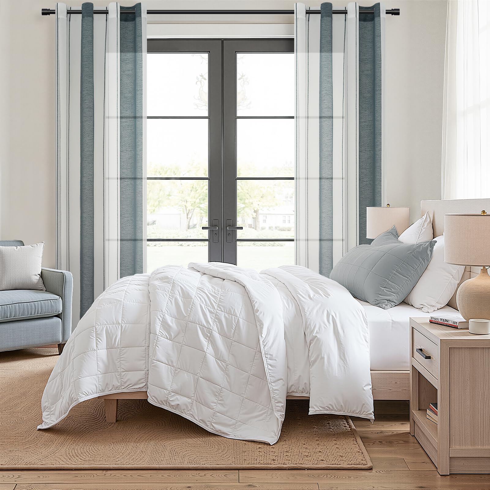 Topfinel Gardinen Vorhänge Ösen Grün 140x240 cm 2er Set