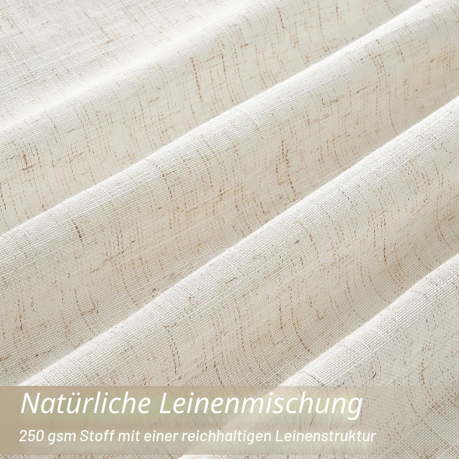 Topfinel Leinen Vorhänge 140x240 Beige 2er Set halbtransparent