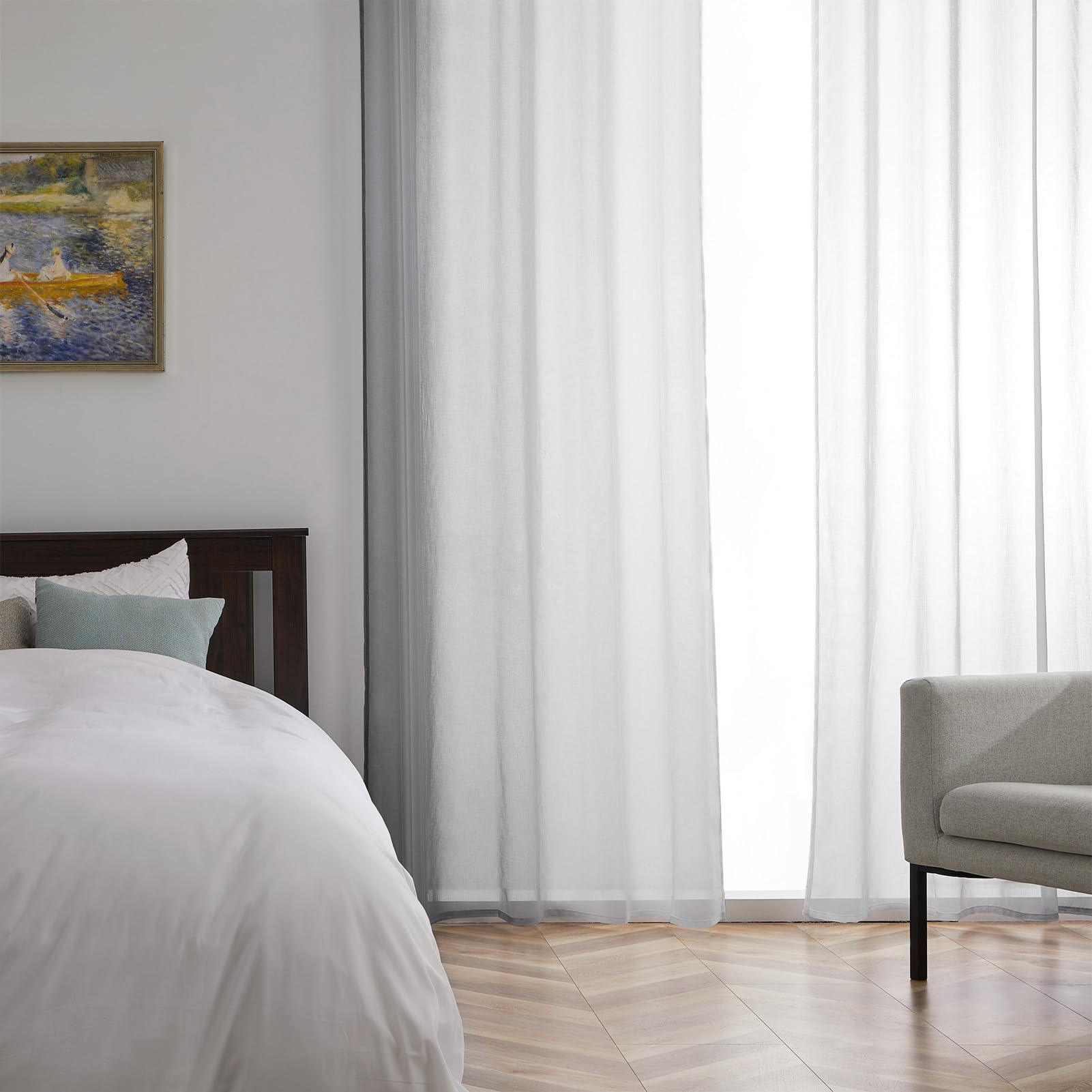 Topfinel Gardinen Ösen Grau-Weiß 140x225 cm 2er Verlauf