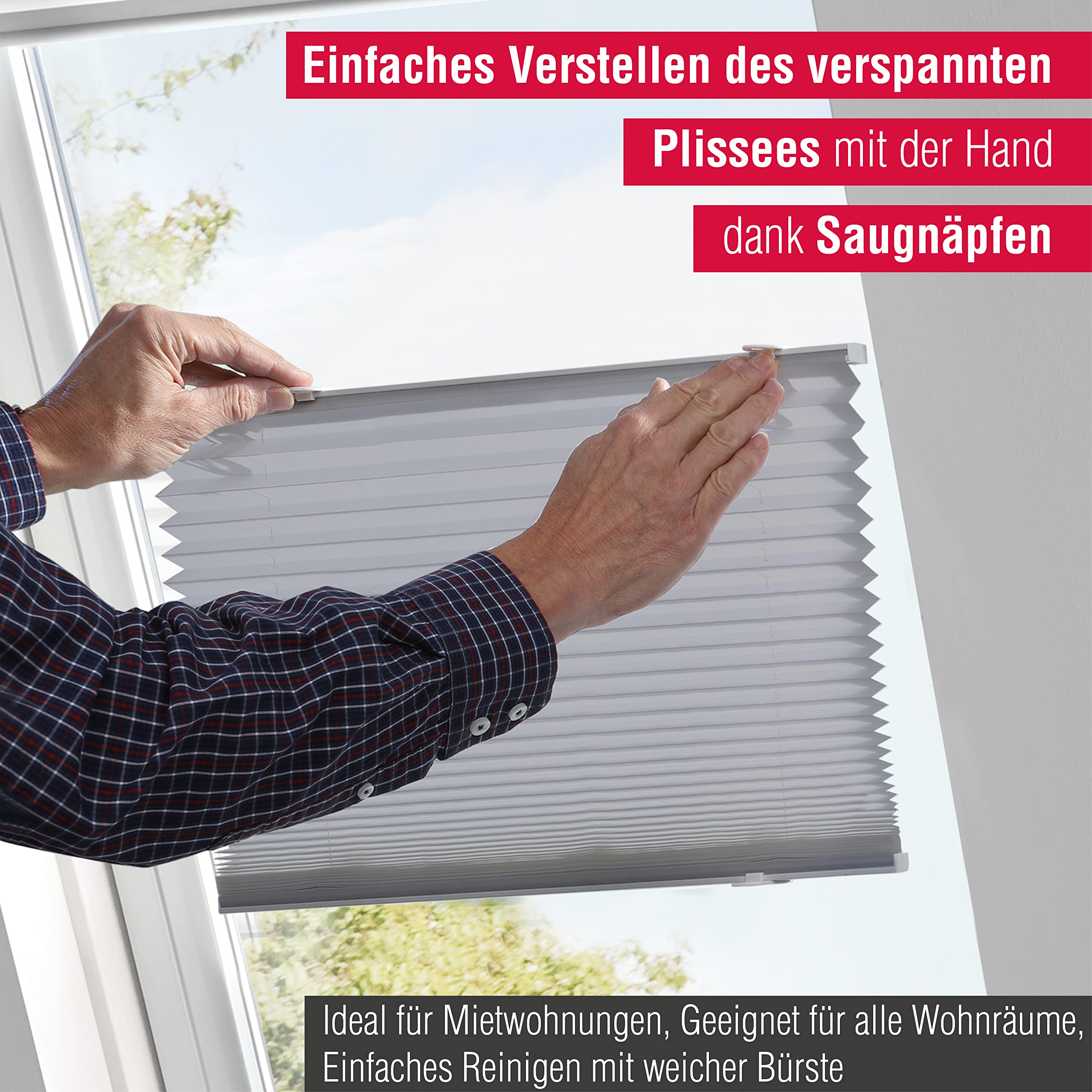 GARDINIA Solo Plissee Grau 47,3x100 cm Dachfenster