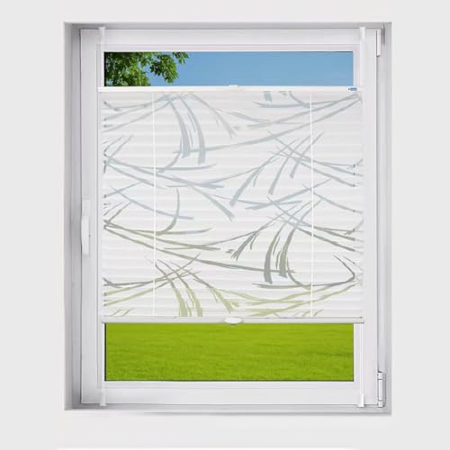 K-Home Plissee Klemmfix 65x210 cm Weiß Streifen Ausbrenner