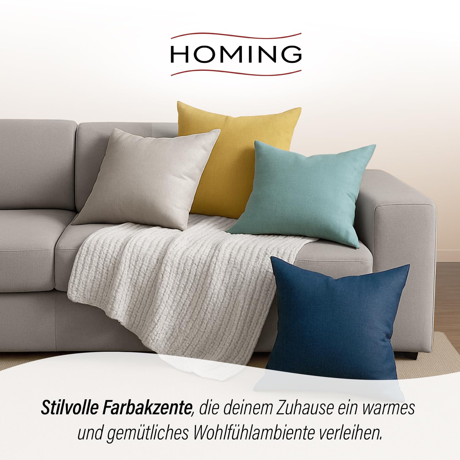 Homing St. Tropez Kissenhülle 40x40 dunkelblau Leinen-Optik