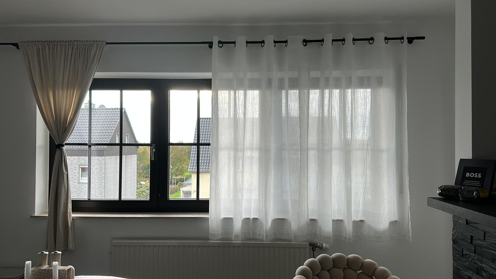 Topfinel Leinen Vorhänge 140x240 Beige 2er Set halbtransparent