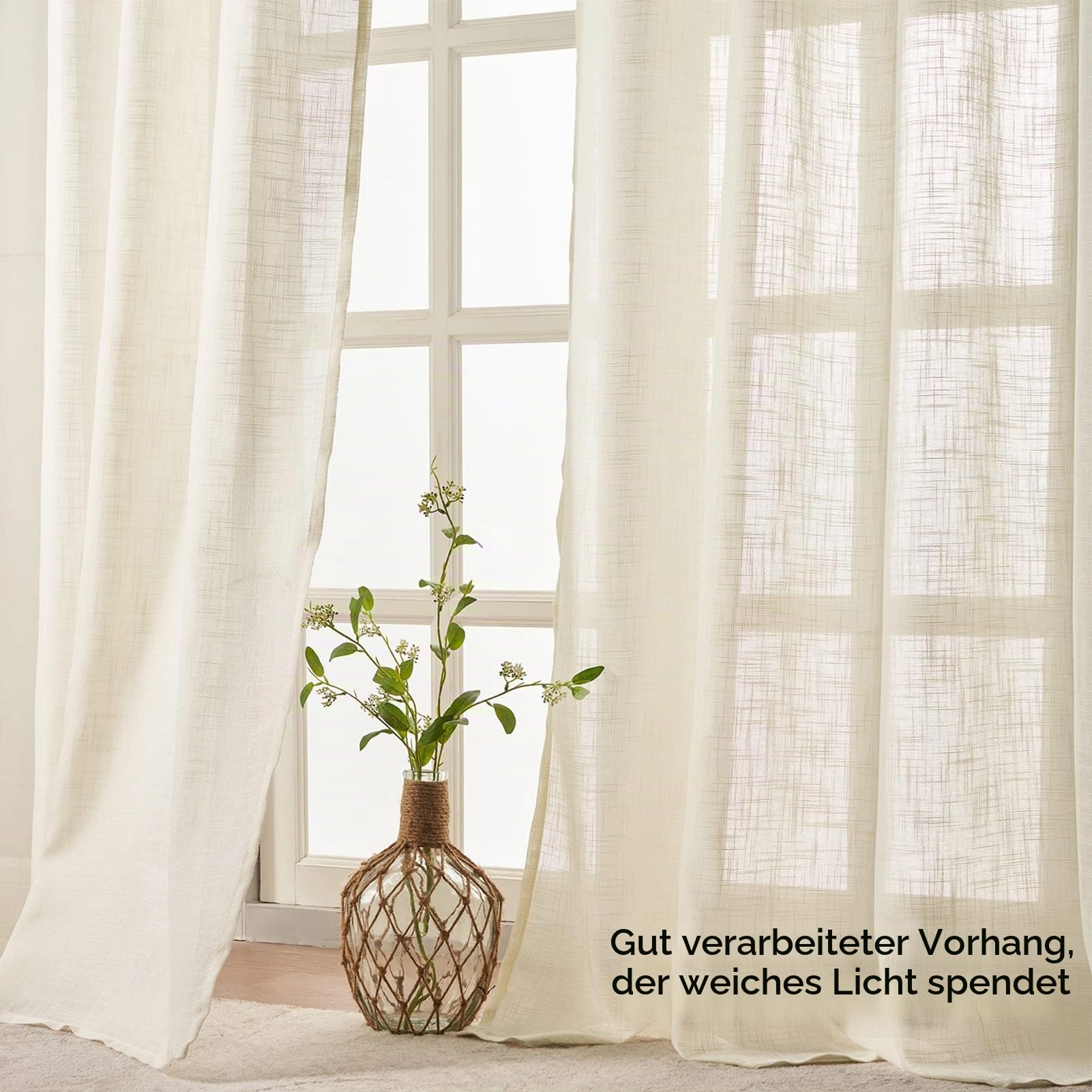Topfinel Gardinen Leinenoptik 140x245 Beige 2er-Set Ösen