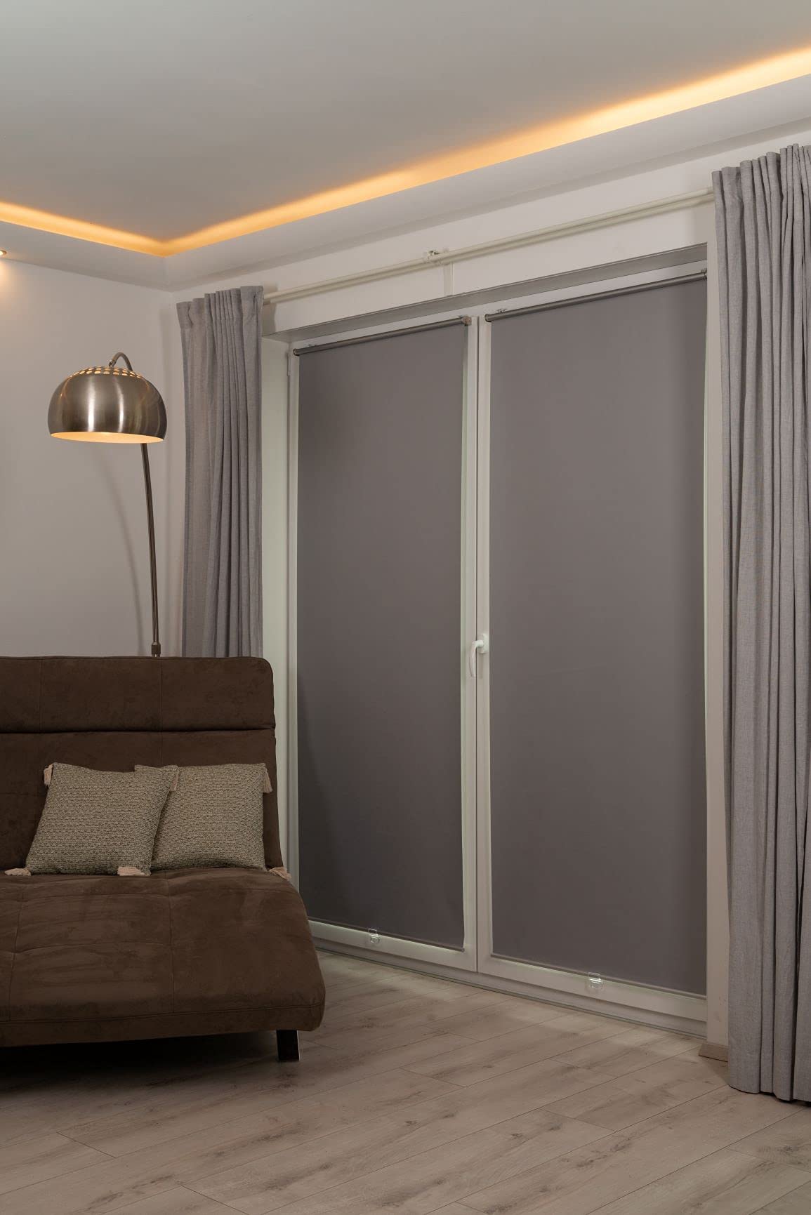 K-Home Springrollo Mittelzugrollo Grau 35x150 cm