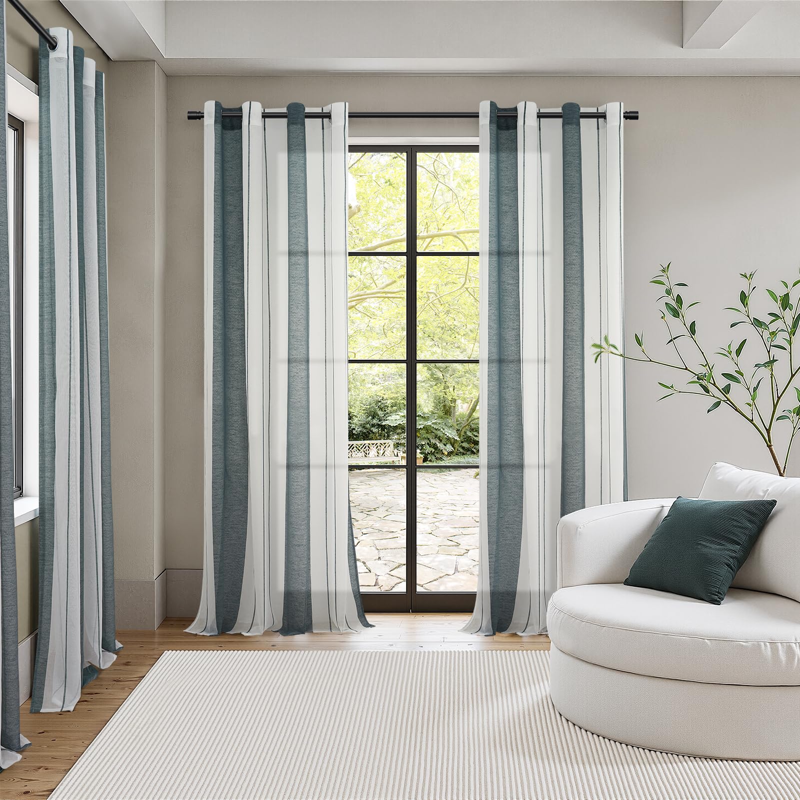 Topfinel Gardinen Vorhänge Ösen Grün 140x240 cm 2er Set