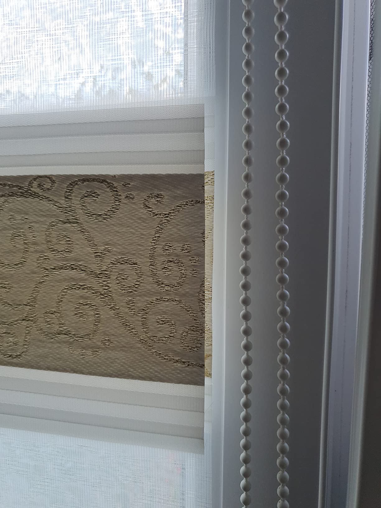 Brillant Doppelrollo Klemmfix 100x150 Weiß-Silber Ornament