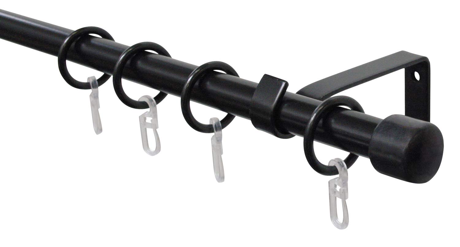 Gardinia Industrial Home Gardinenstange Cap Schwarz 130-240 cm