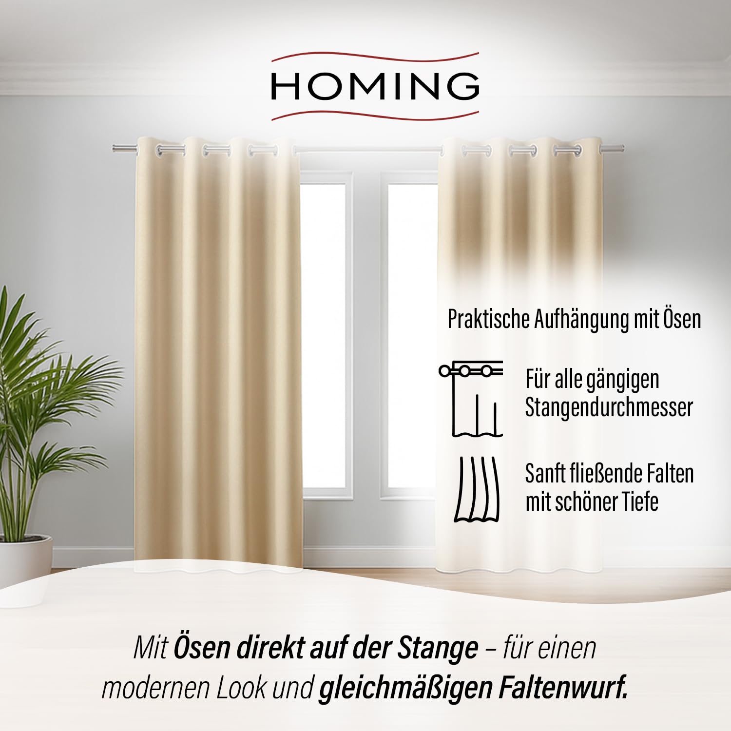 Homing Vorhang Mia 140x245 cm Champagner Verdunkelung
