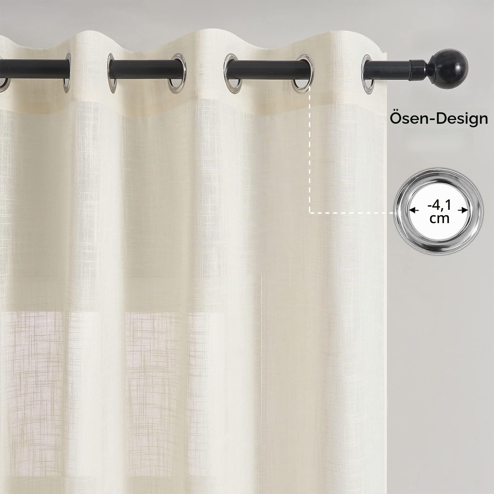 Topfinel Gardinen Leinenoptik 140x245 Beige 2er-Set Ösen