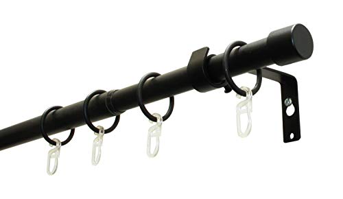 Gardinia Cap Gardinenstange 120-190 cm Schwarz-Matt 1-läufig