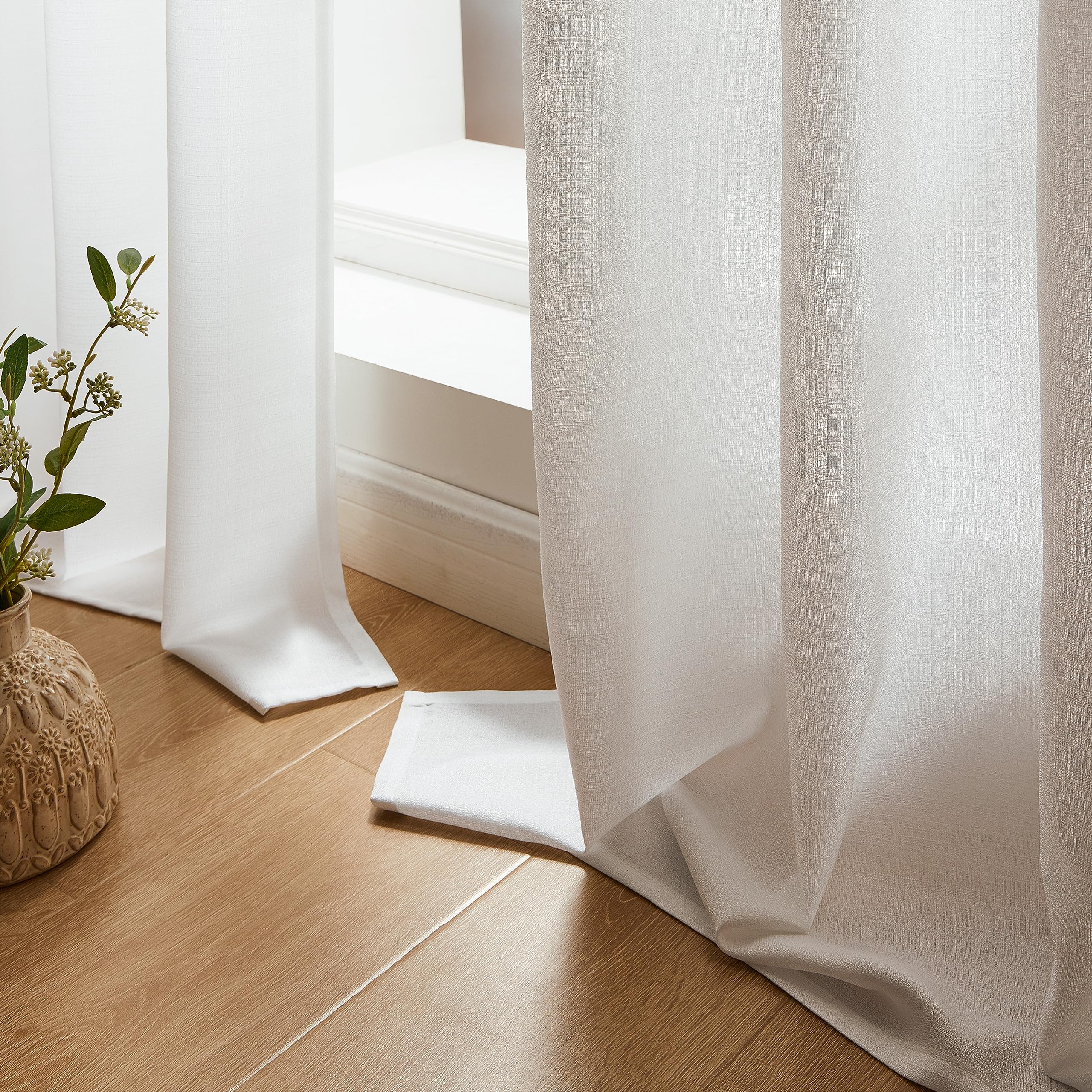 Topfinel Voile Vorhang Weiß 245x140 cm 2er Set Ösen