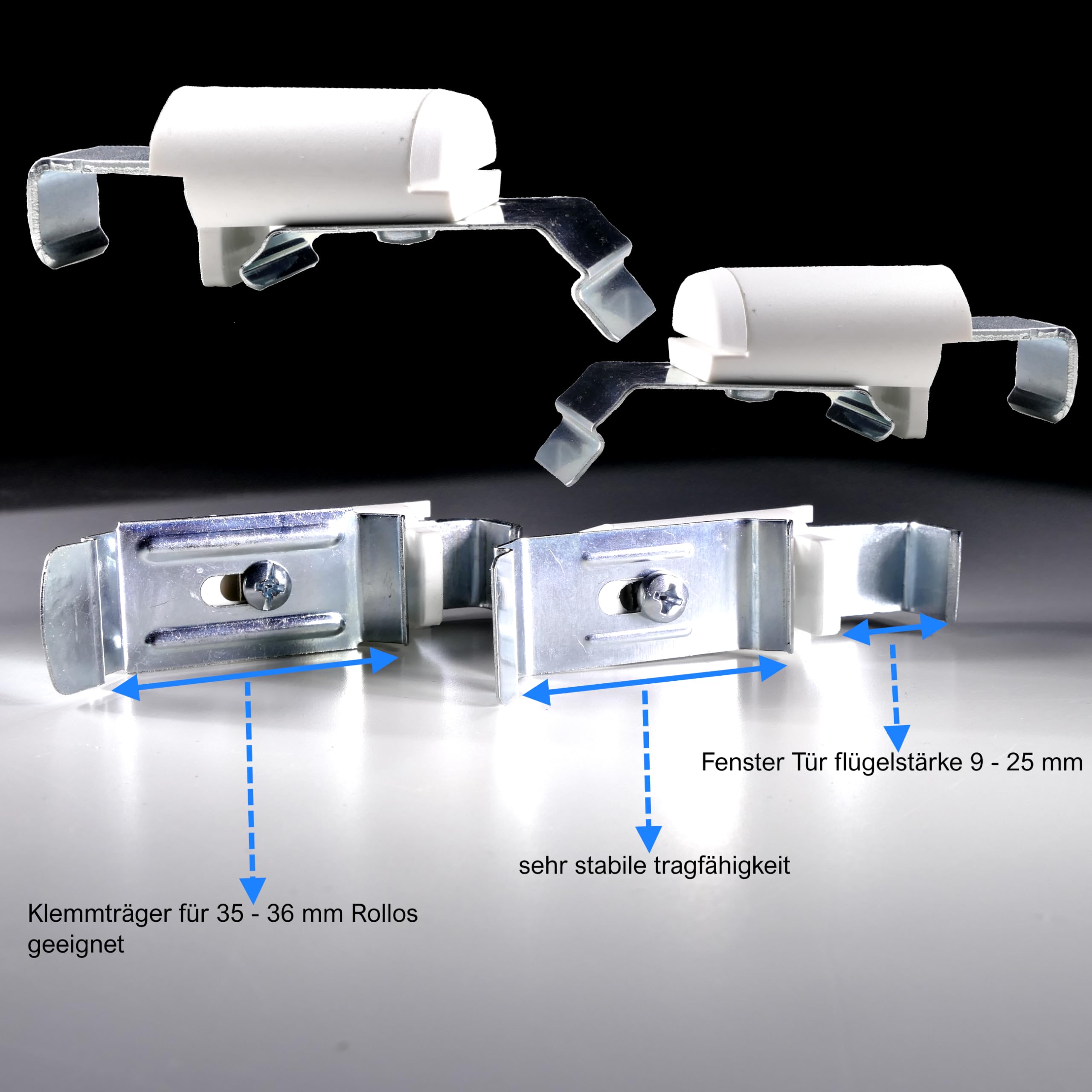 Brillant Zubehör Klemmträger Doppelrollo 35 mm Weiß 2 Stück