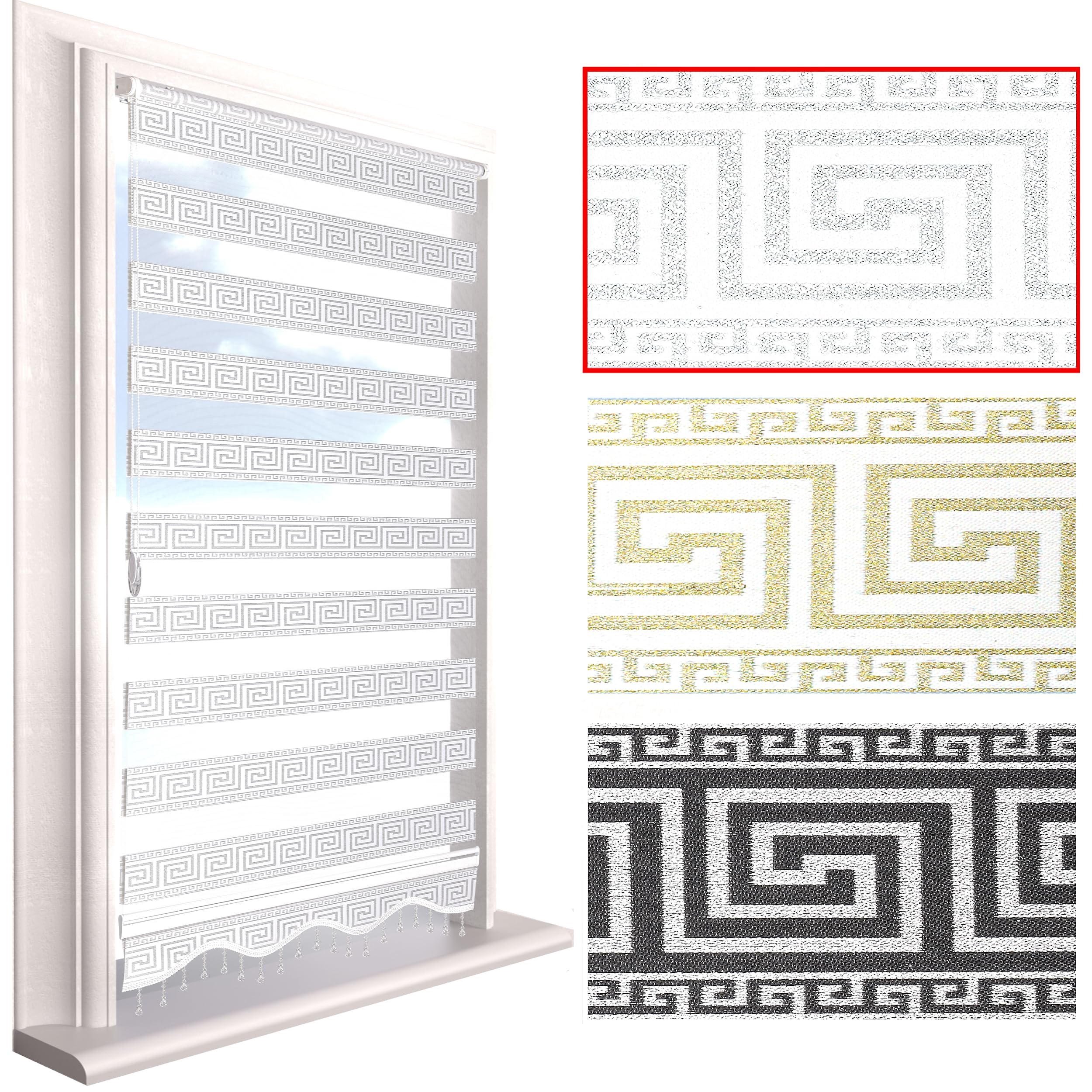 Brillant Doppelrollo Klemmfix Medusa Barock 50x200 cm Glitzer