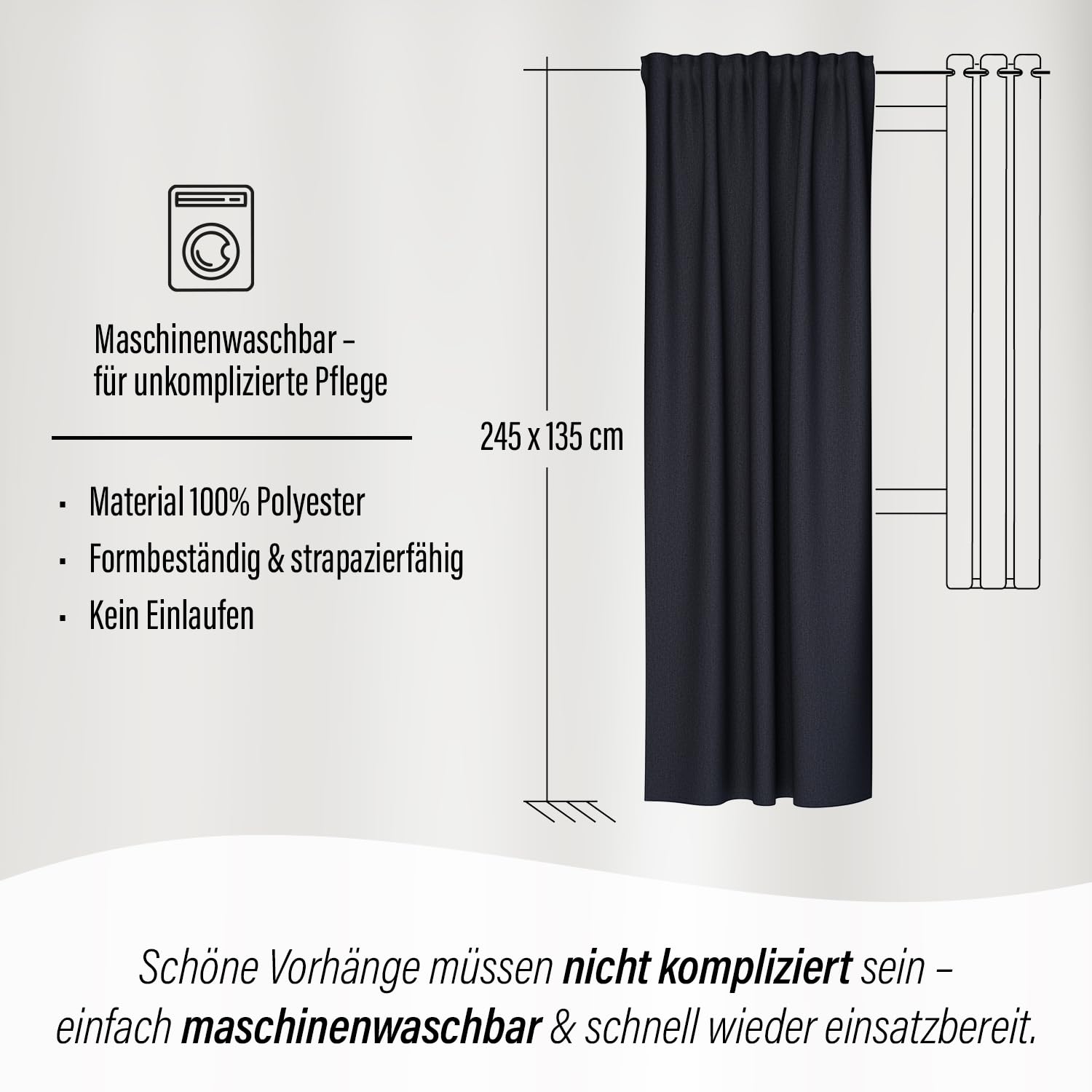 Homing Vorhang Jolie Verdunkelungsvorhang anthrazit 135x245