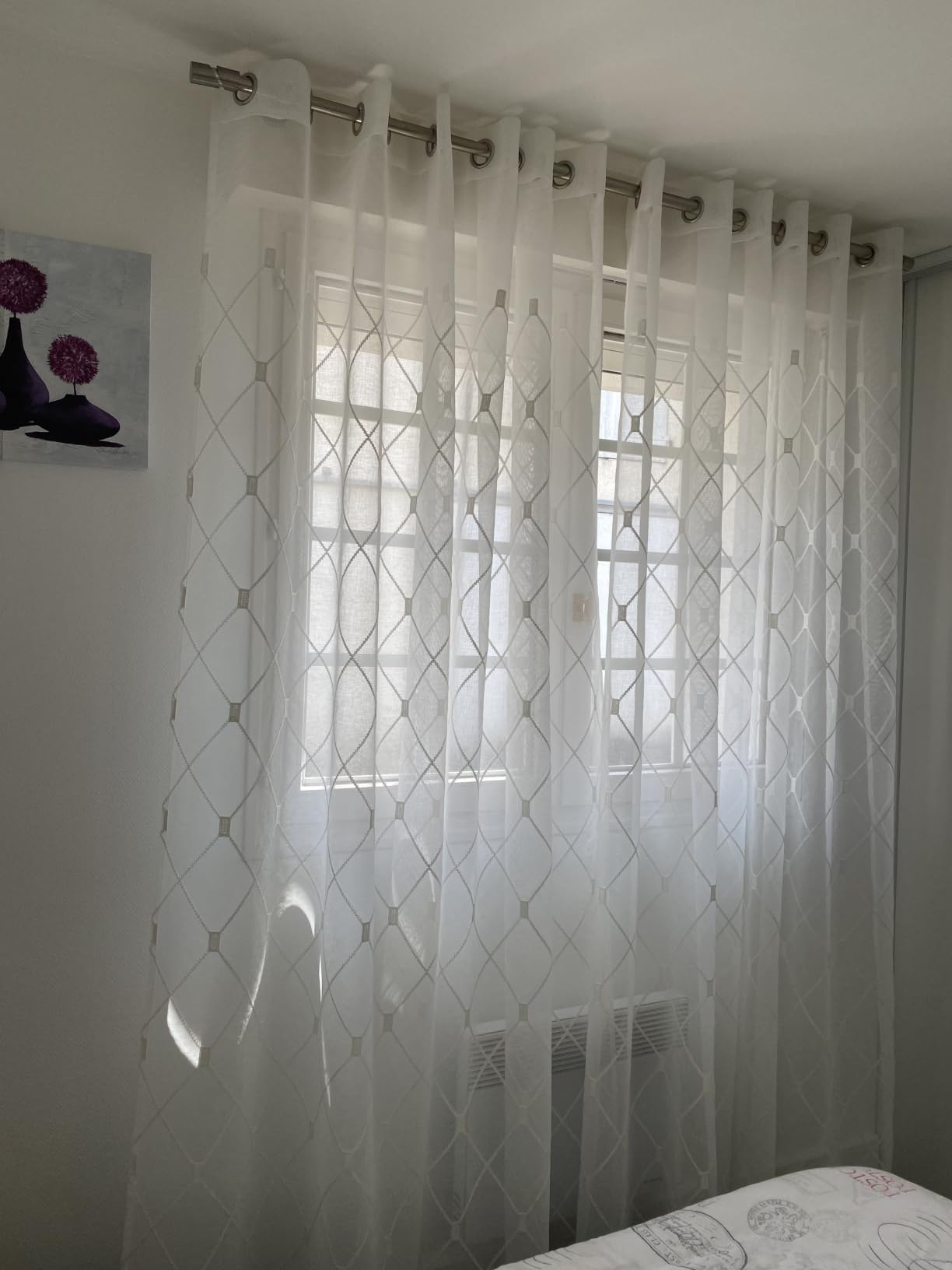 Topfinel Gardinen & Vorhänge Voile-Ösengardine Weiß 2er-Set Stickerei