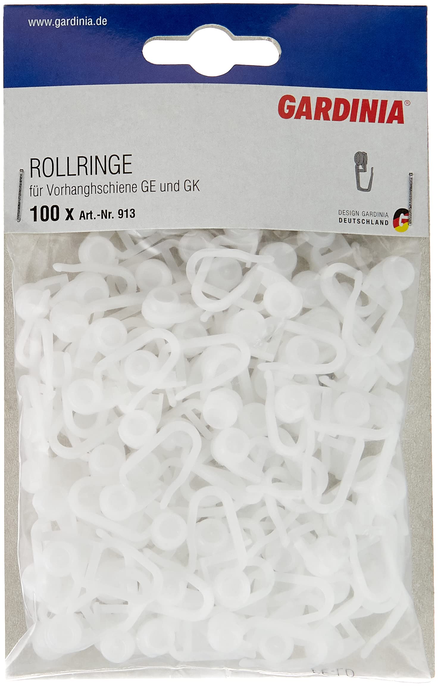 GARDINIA Chicago Rollringe weiß 50er Set Kunststoff Schiene