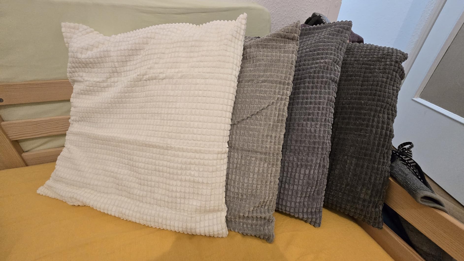 Topfinel Kissenbezüge Cord Grau 40x40 cm 4er Set