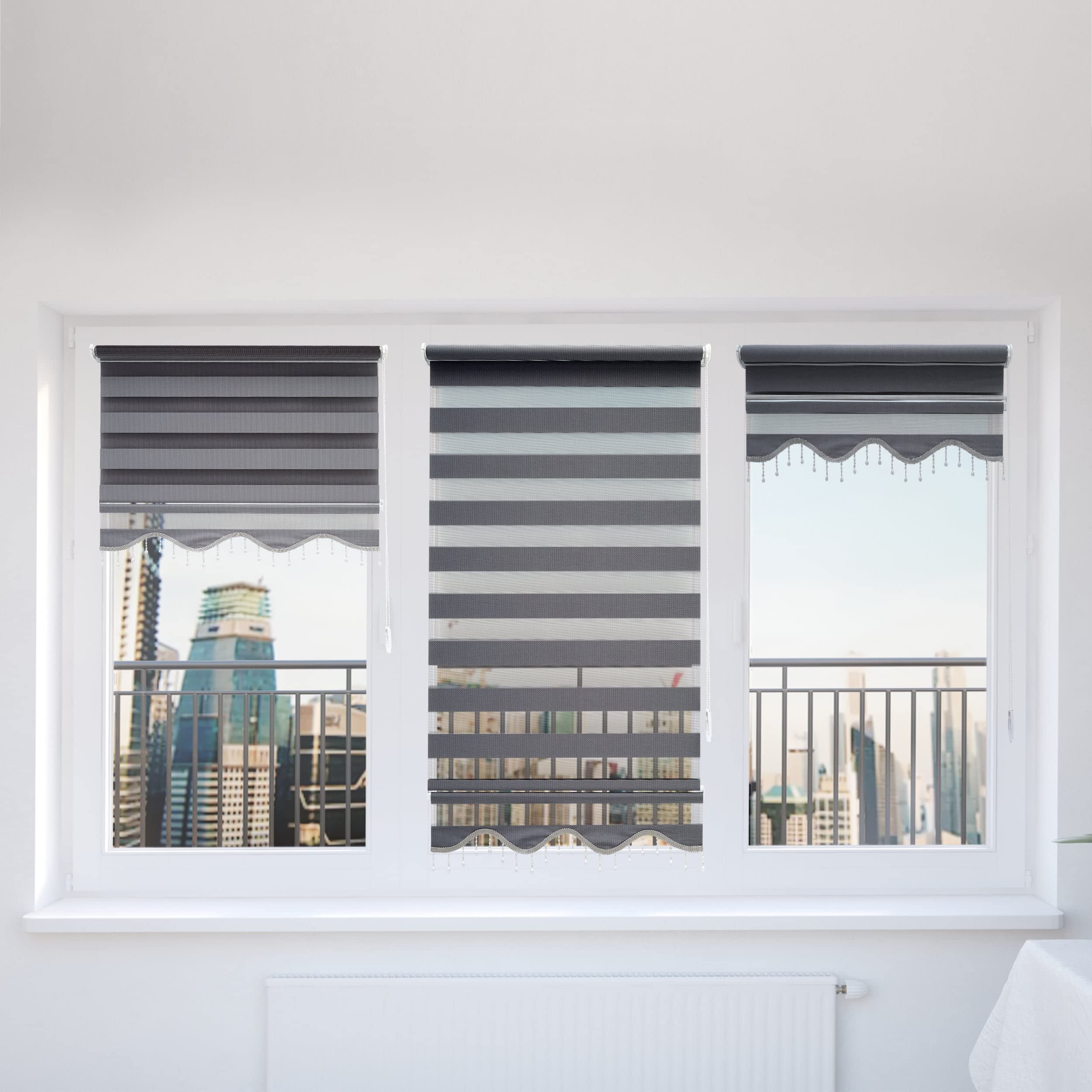 Brillant Doppelrollo Zebra Rollo Grau 110x200 cm Klemmfix