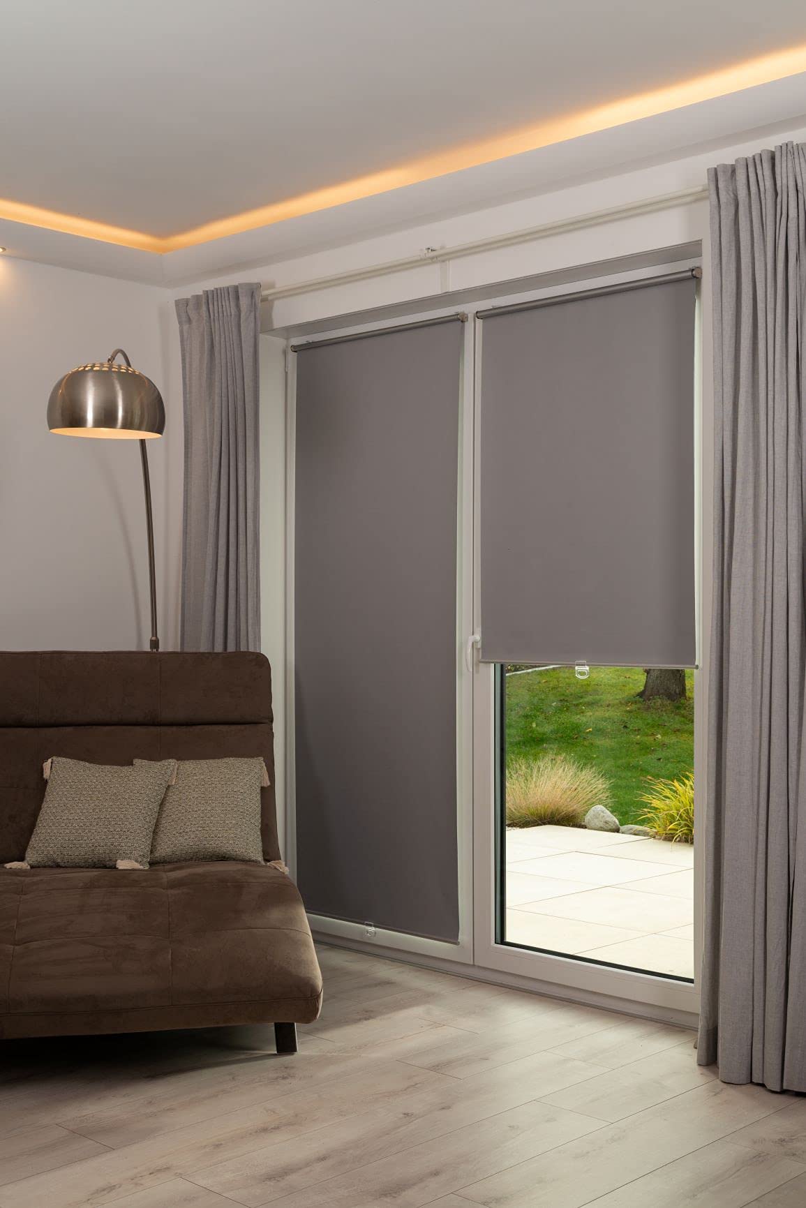 K-Home Springrollo Mittelzugrollo Grau 35x150 cm