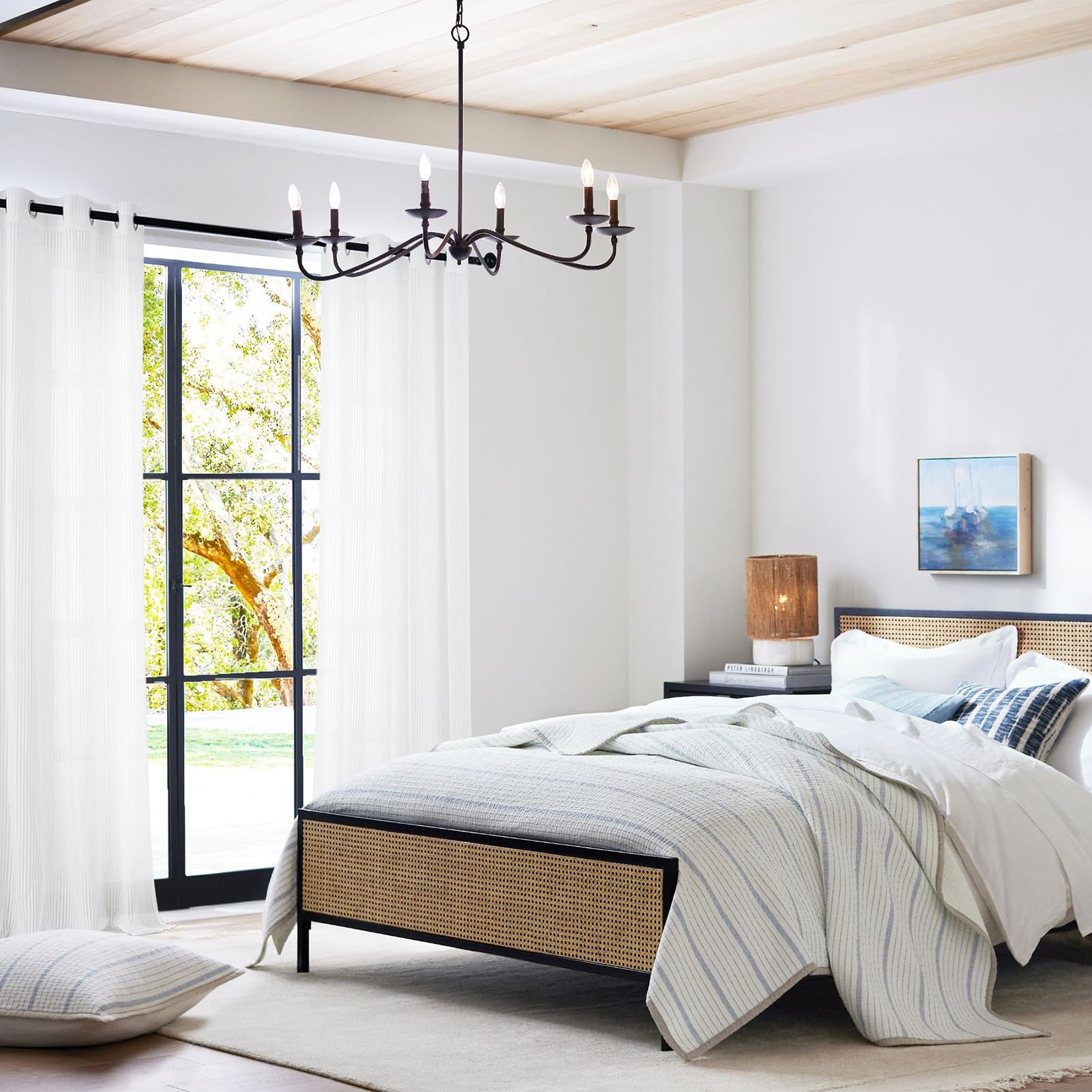 Topfinel Gardinen Ösen Vorhänge Weiß 140x225 cm 2er Pack