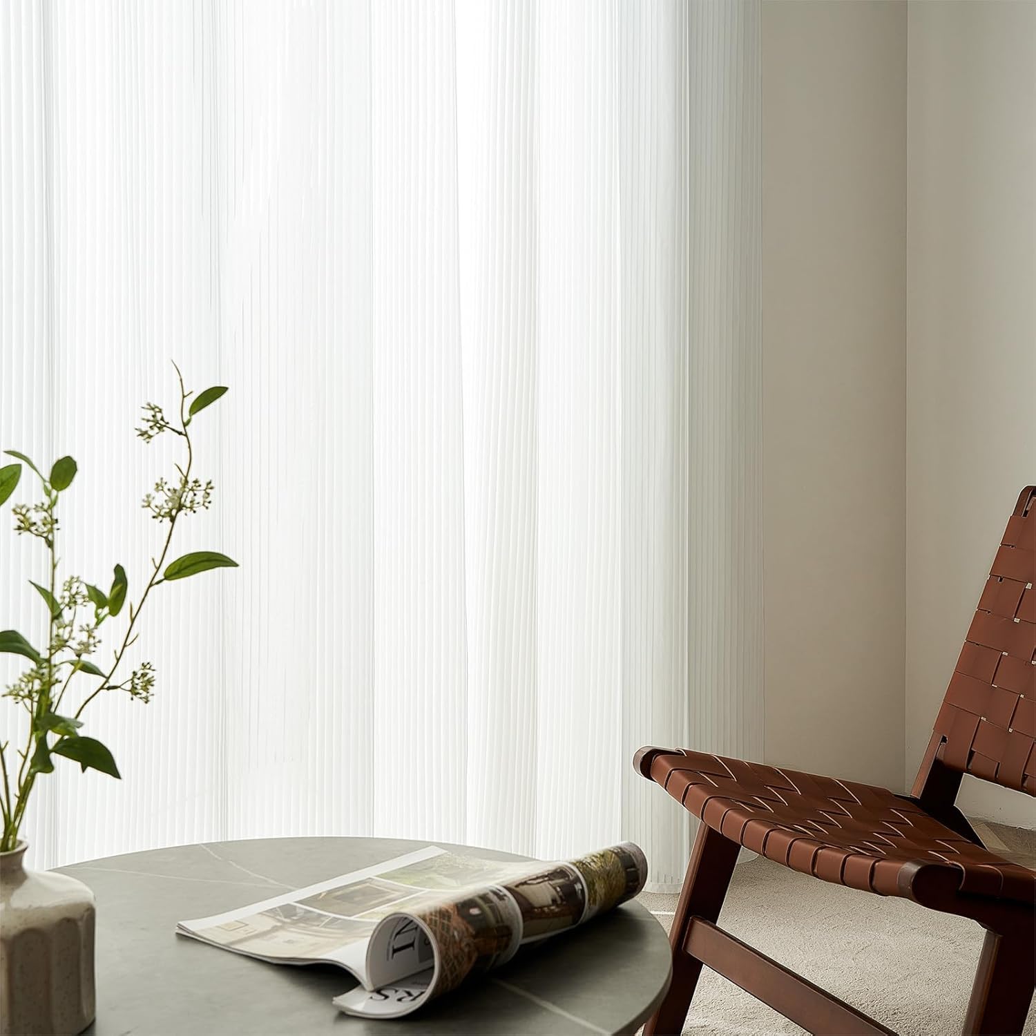 Topfinel Gardinen Ösen Vorhänge Weiß 140x225 cm 2er Pack