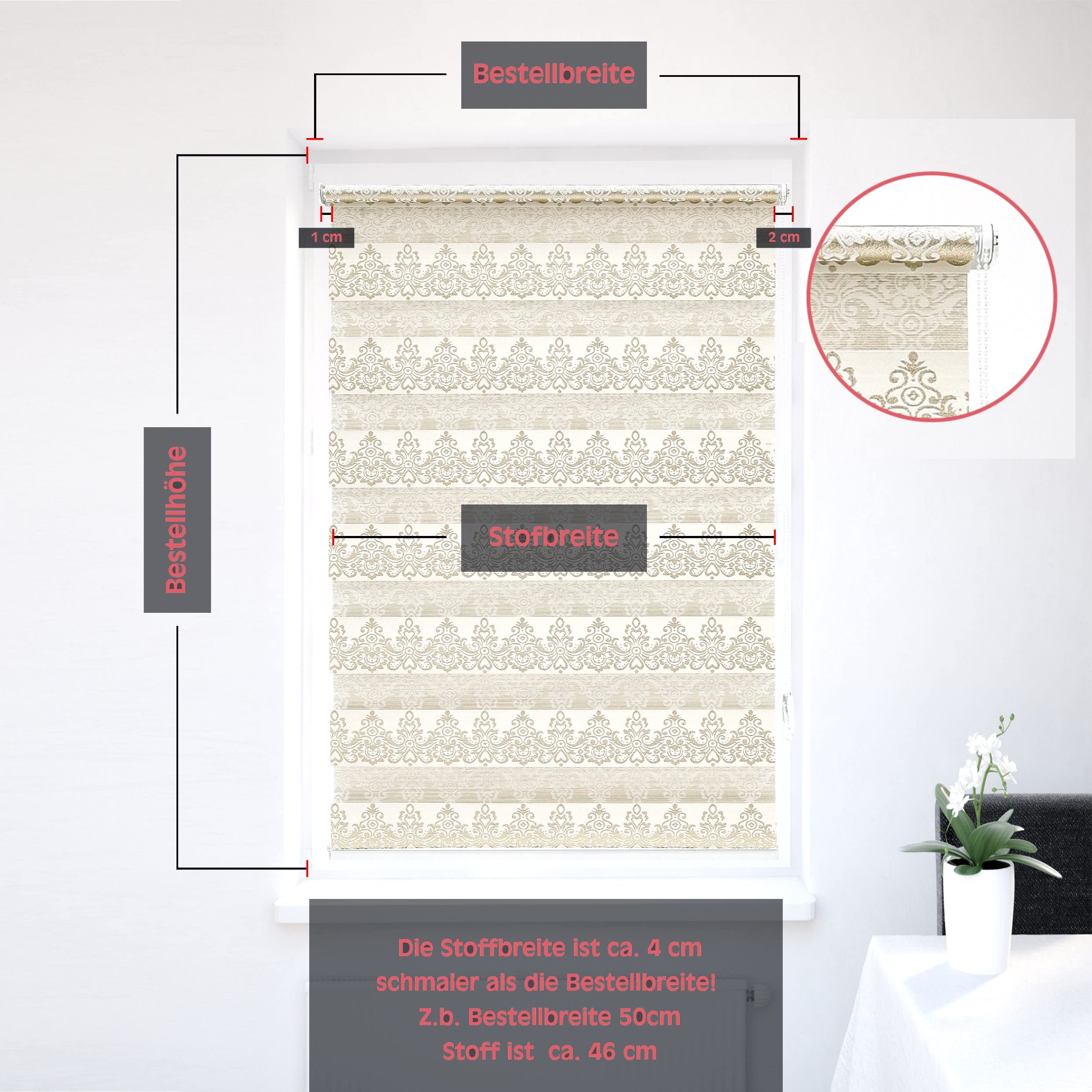 Brillant Doppelrollo Klemmfix 90x220 cm Gold Glitzer Seitenzug