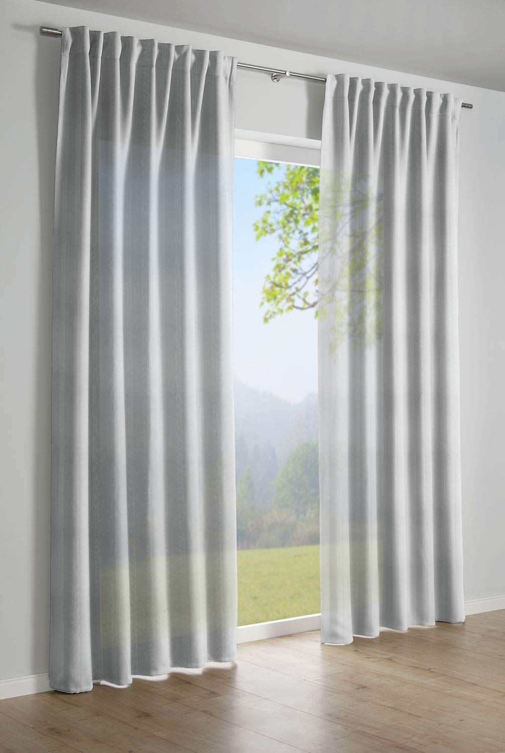 GARDINIA Country Schlaufenschal 140x245 Weiß Transparent