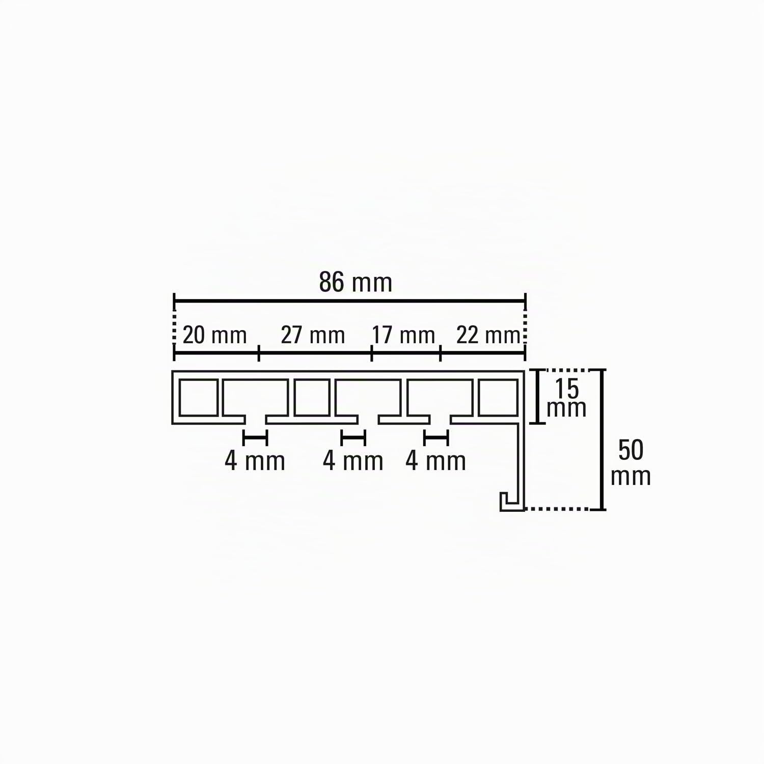 Gardinia Chicago Vorhangschiene P2Ü Weiß 180 cm 3-läufig