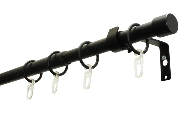 Gardinia Cap Gardinenstange 120-190 cm Schwarz-Matt 1-läufig