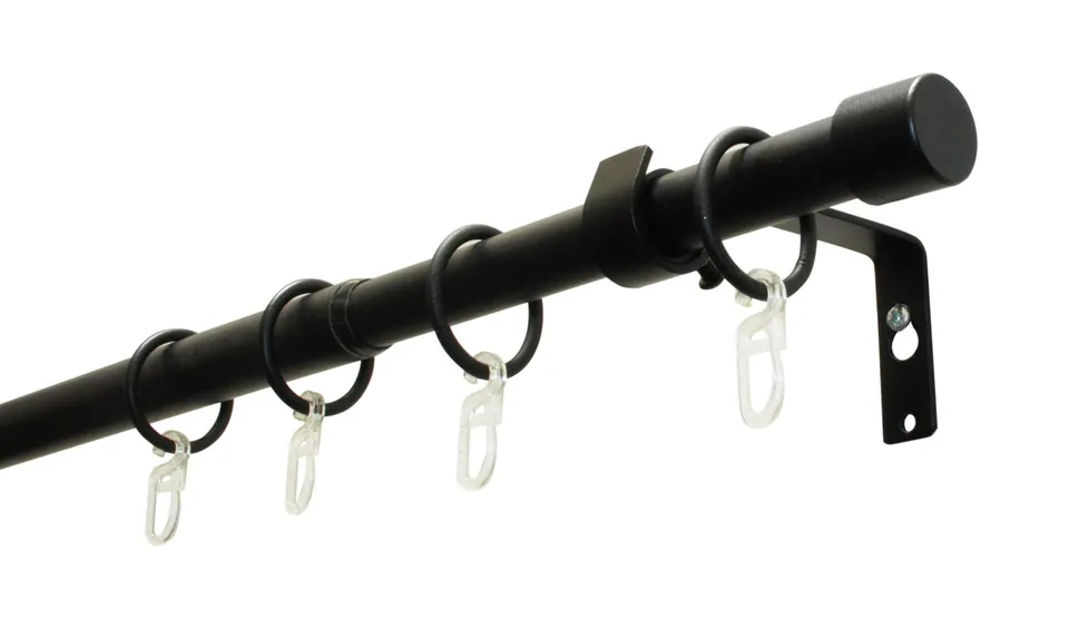 Gardinia Cap Gardinenstange 120-190 cm Schwarz-Matt 1-läufig