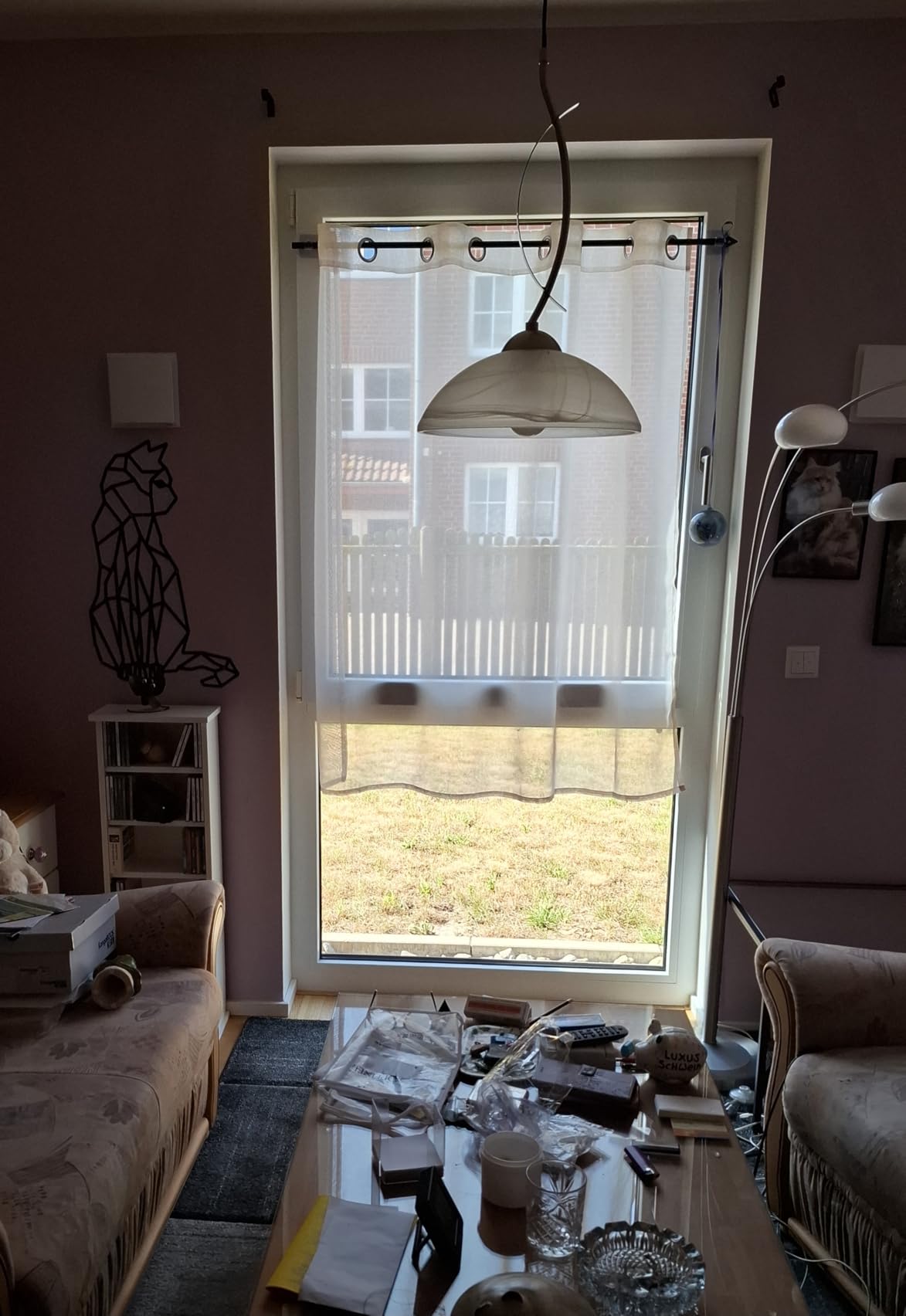 Topfinel Ösenvorhang 145x140 cm weiß 2er Set halbtransparent
