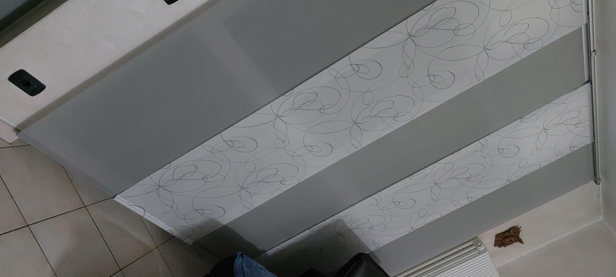 GARDINIA Solid Flächenvorhang 60x245 Curling Weiß-Grau
