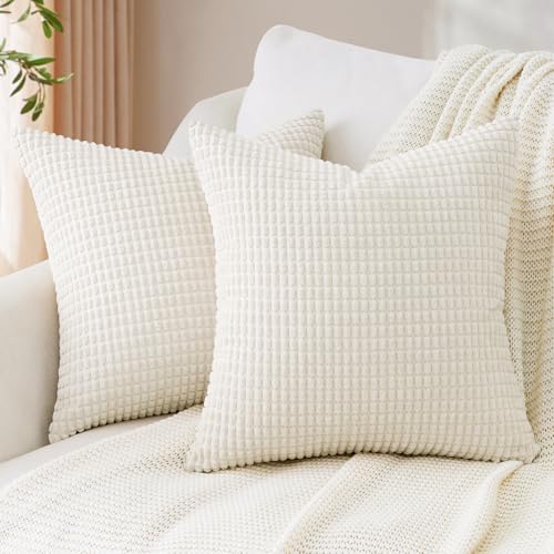 Topfinel Kissenbezüge Creme 40x40 cm 2er Set Kord