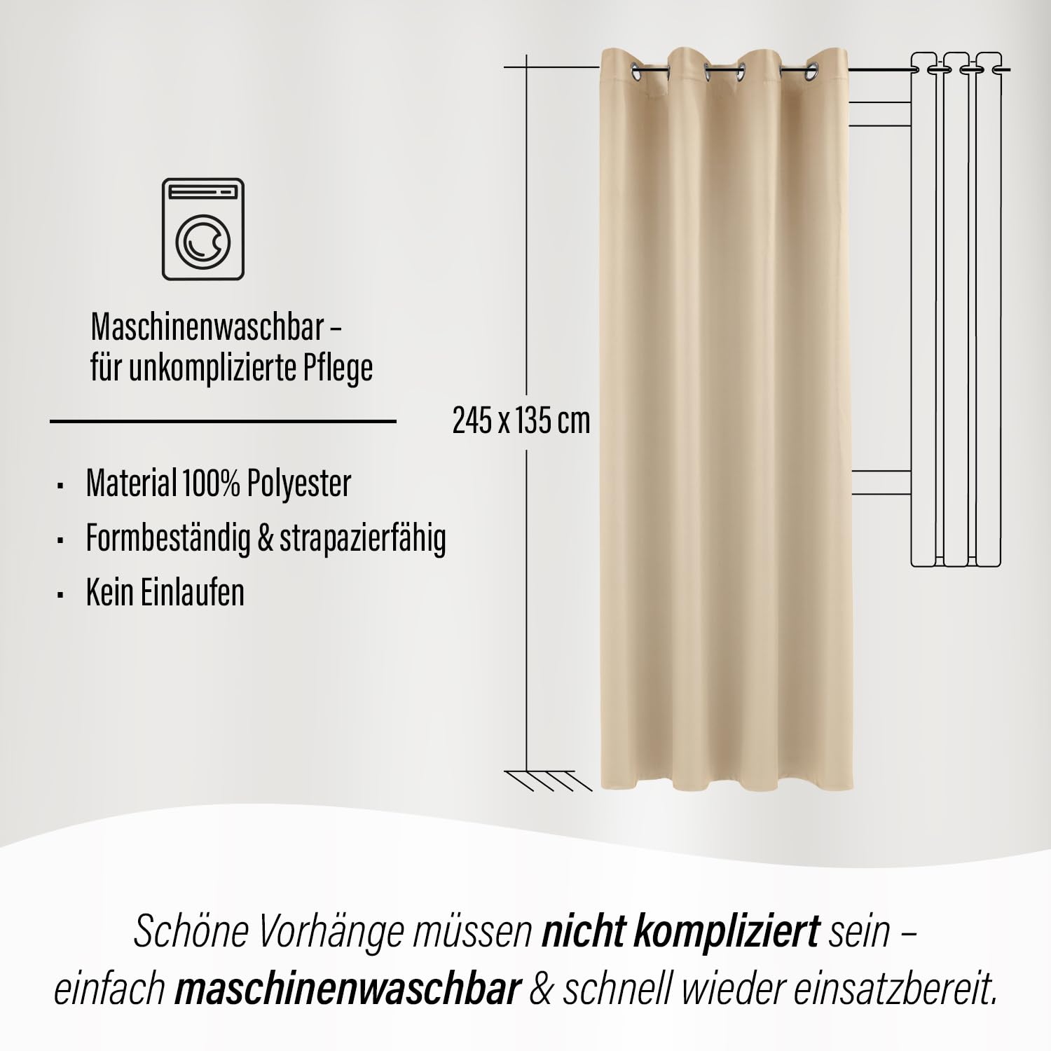 Homing Vorhang Mia 140x245 cm Champagner Verdunkelung